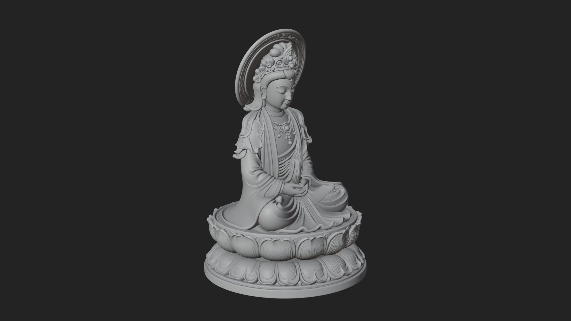 Crowned Bodhisattva Statue Design 20 3D Print Model 3D Model