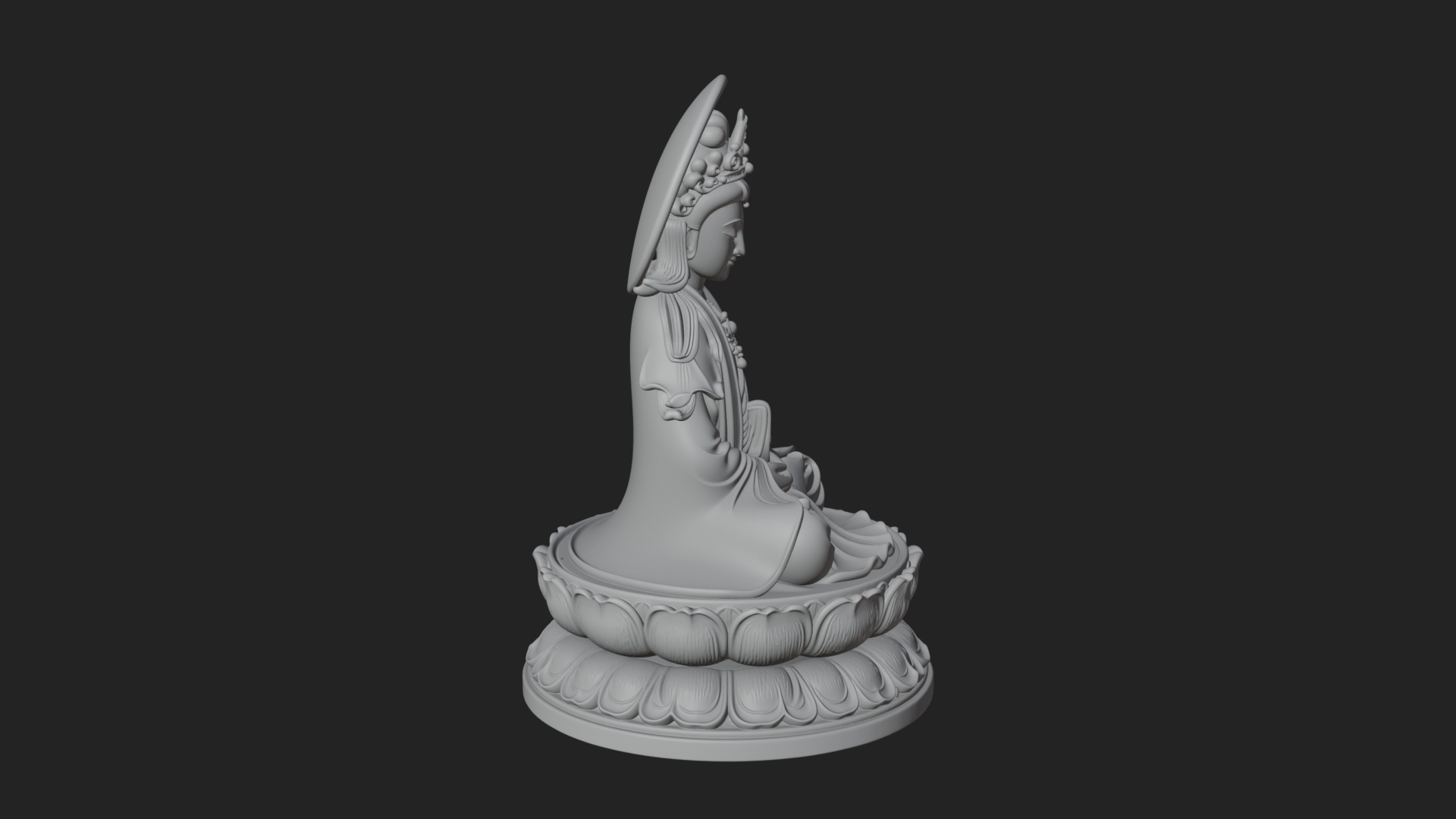 Crowned Bodhisattva Statue Design 20 3D Print Model 3D Model