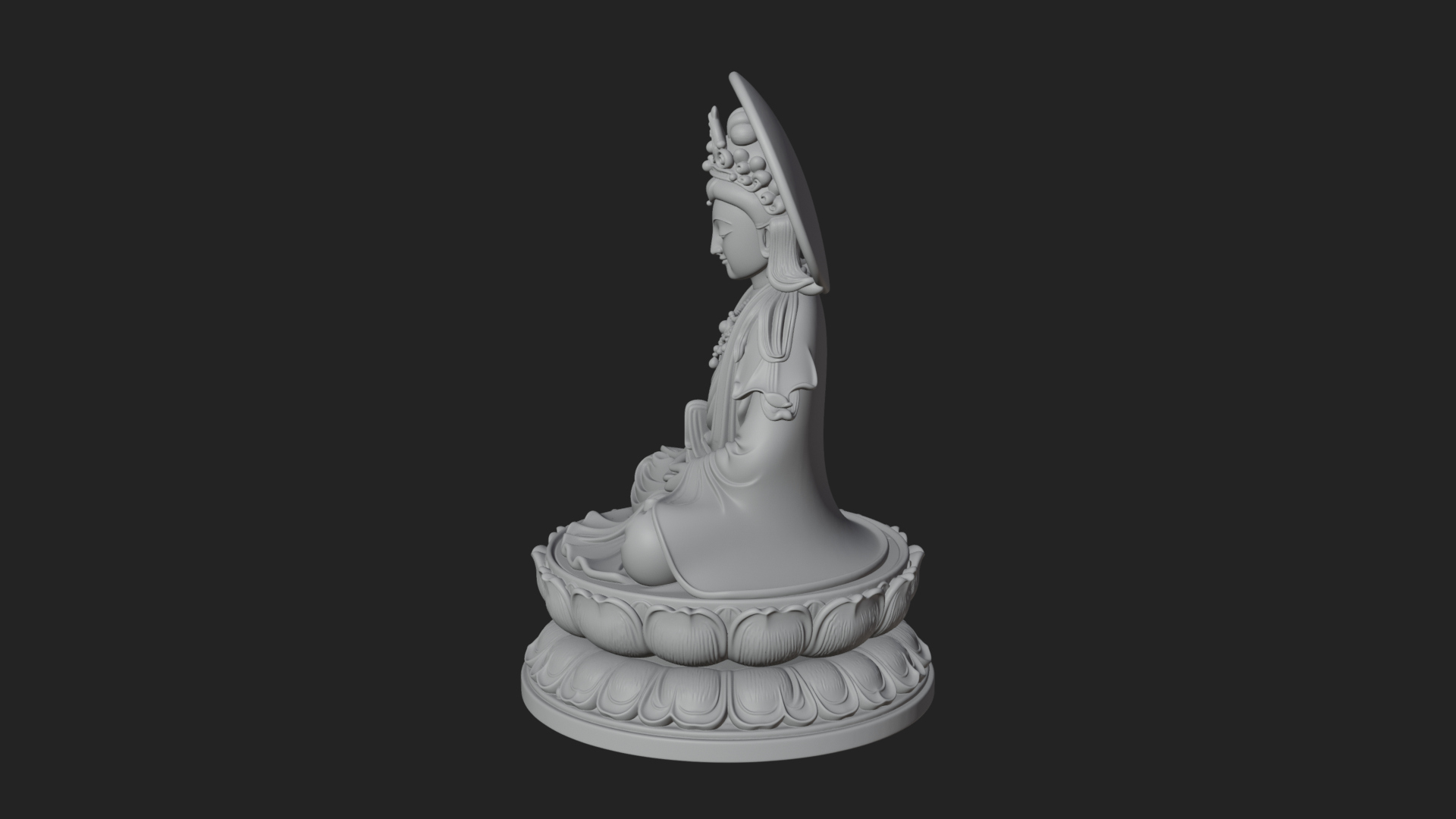 Crowned Bodhisattva Statue Design 20 3D Print Model 3D Model