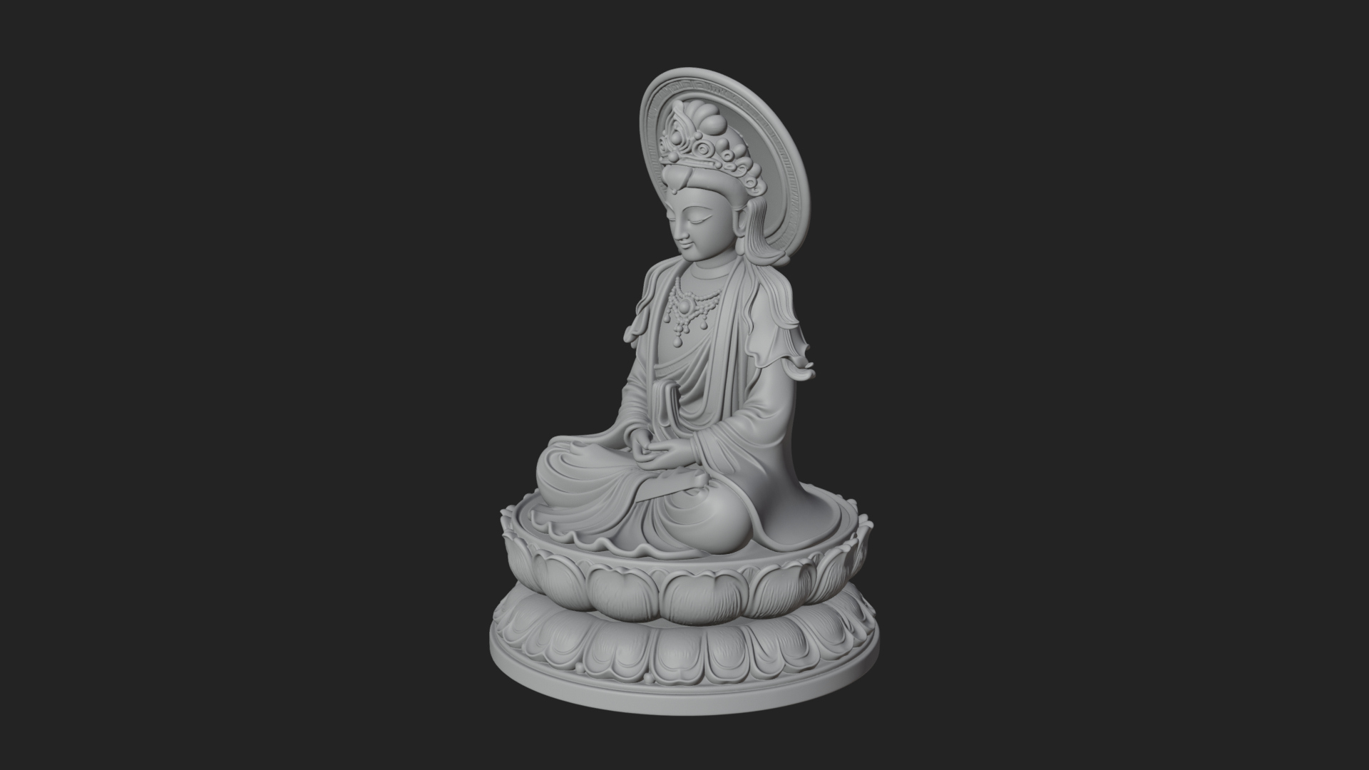 Crowned Bodhisattva Statue Design 20 3D Print Model 3D Model