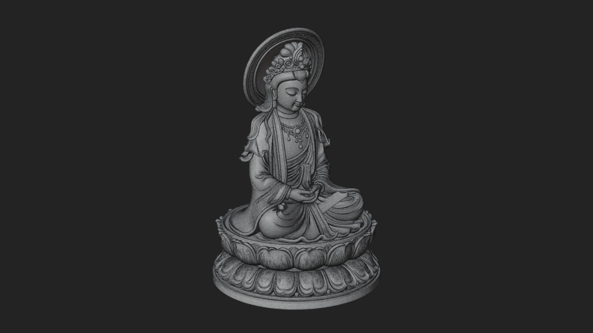 Crowned Bodhisattva Statue Design 20 3D Print Model 3D Model