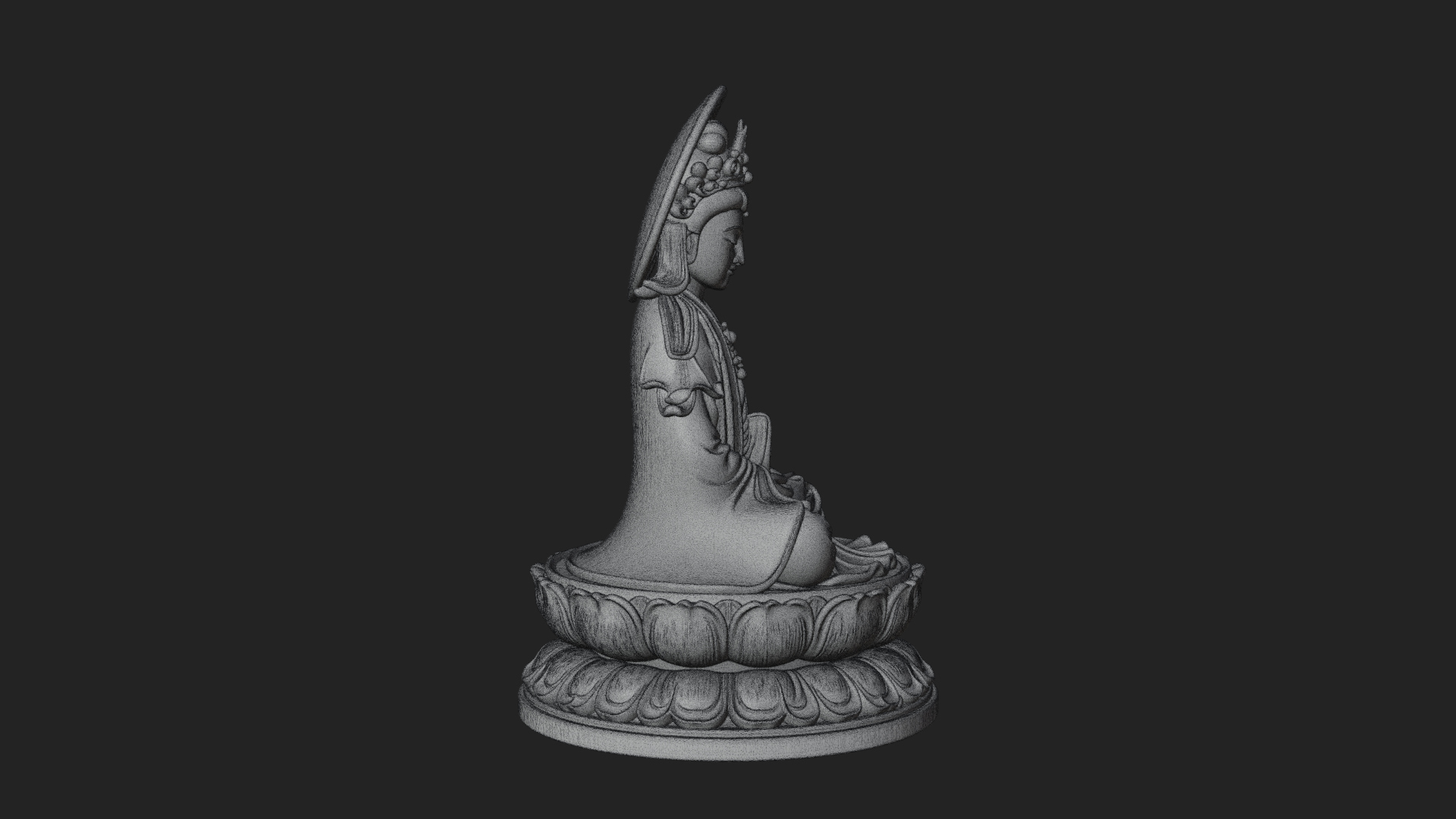Crowned Bodhisattva Statue Design 20 3D Print Model 3D Model