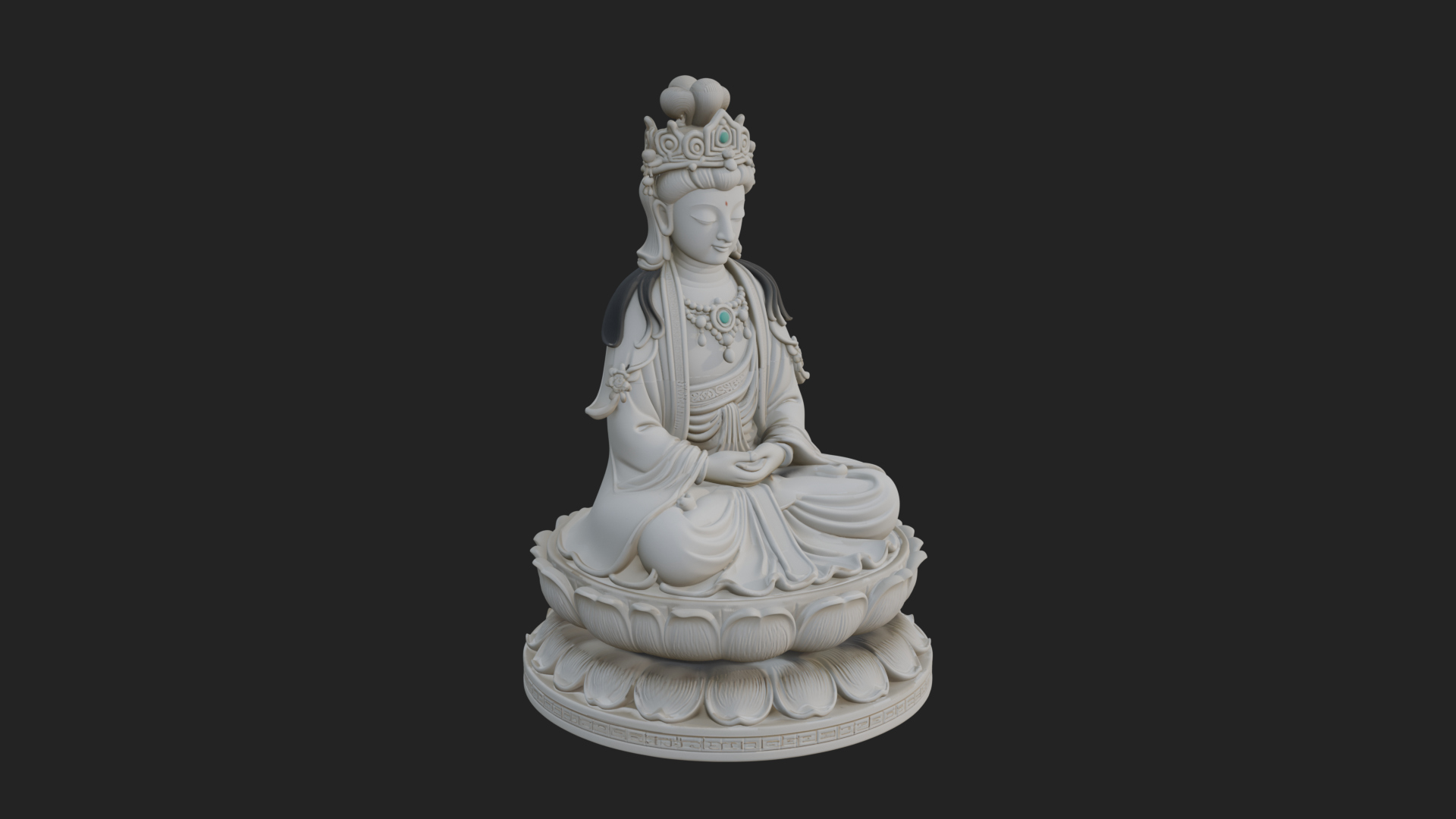Crowned Bodhisattva Statue Design 21 3D Print Model 3D Model