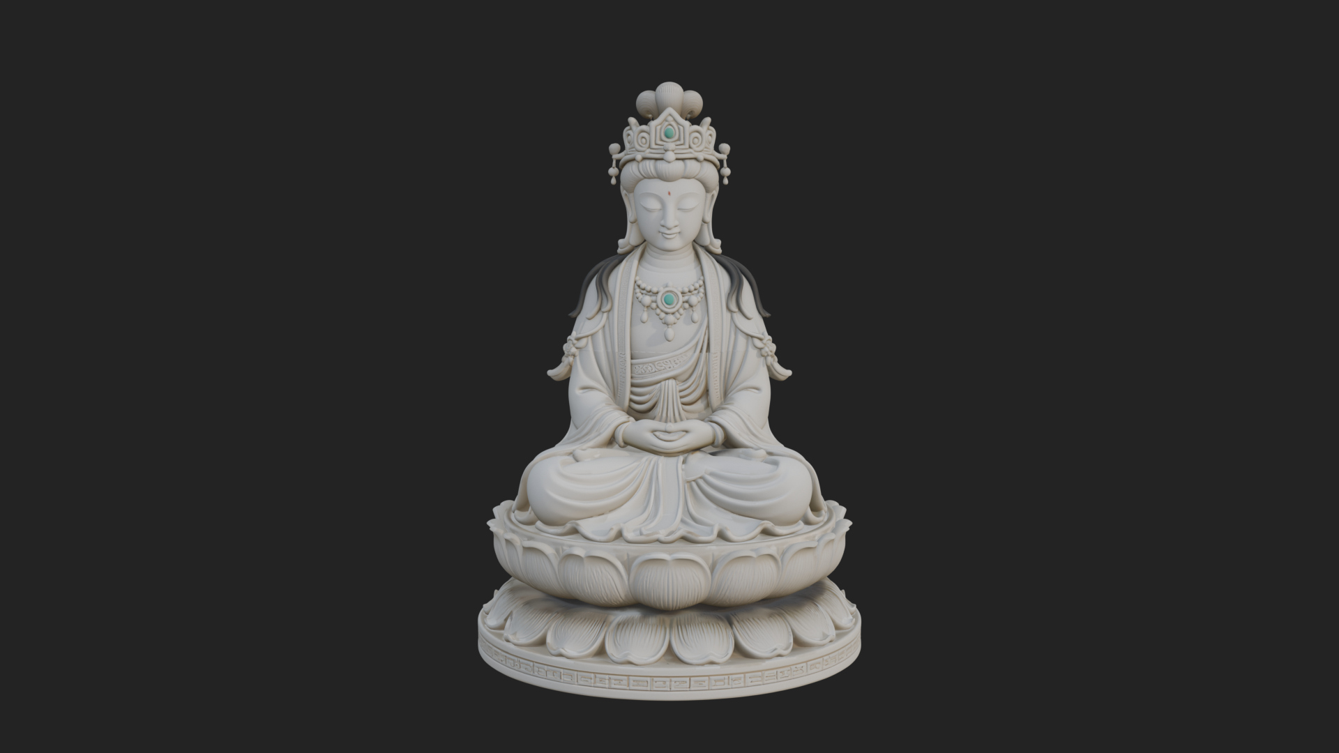 Crowned Bodhisattva Statue Design 21 3D Print Model 3D Model