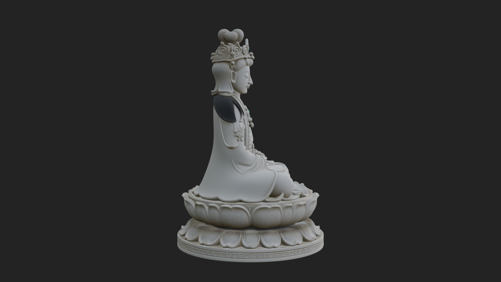 Crowned Bodhisattva Statue Design 21 3D Print Model 3D Model