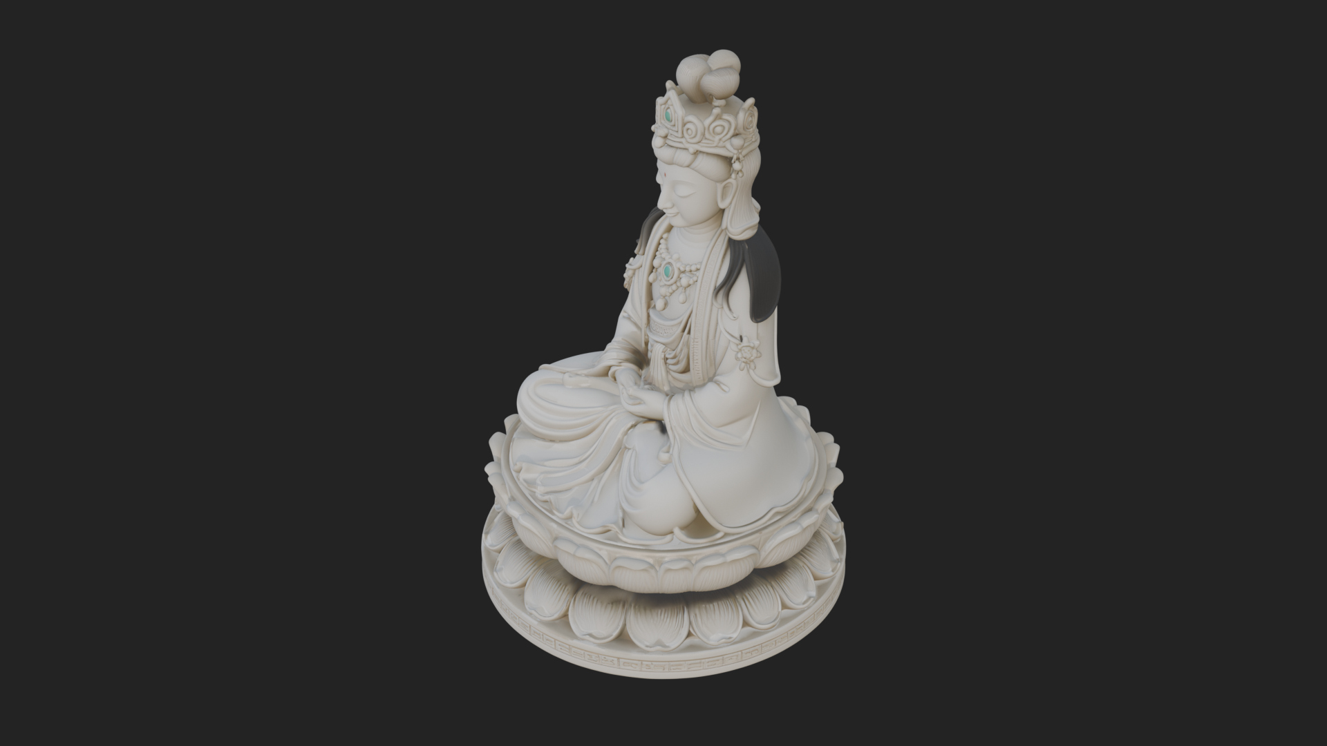 Crowned Bodhisattva Statue Design 21 3D Print Model 3D Model