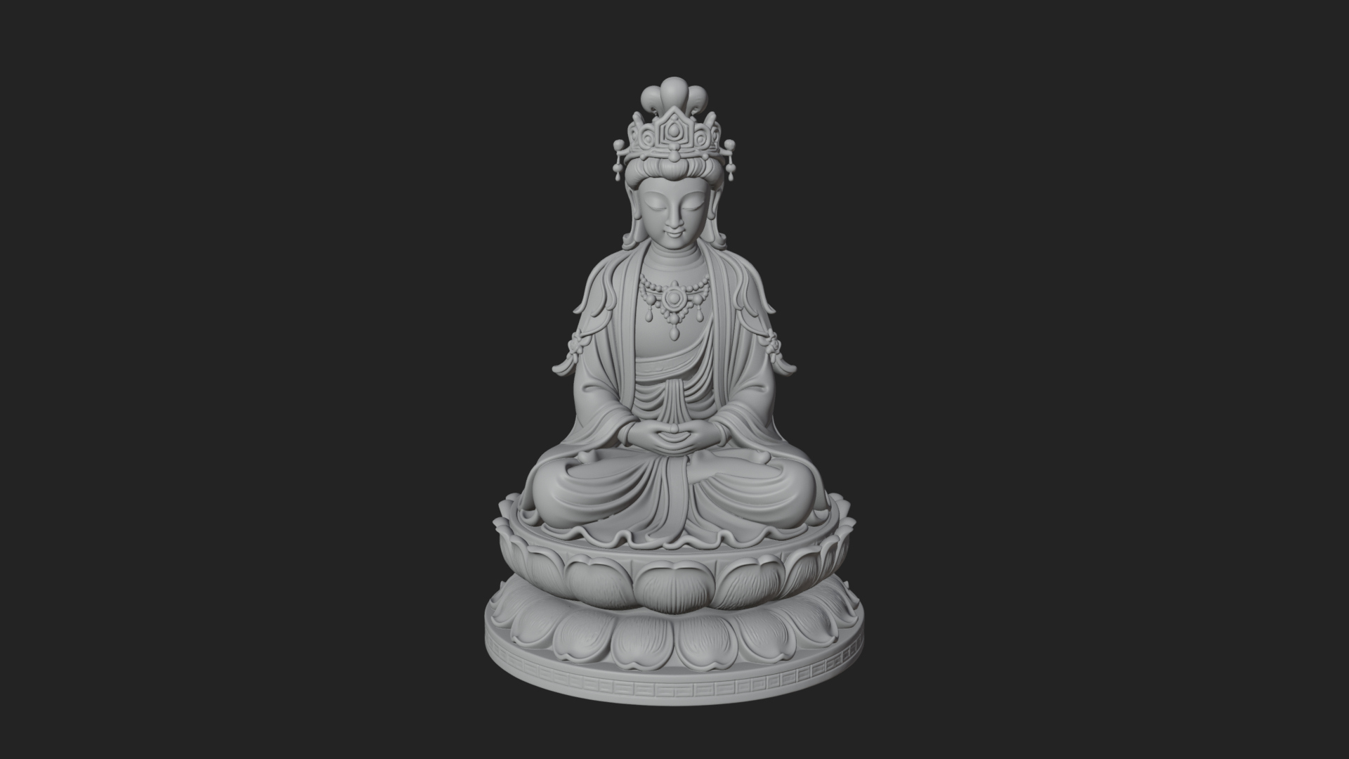 Crowned Bodhisattva Statue Design 21 3D Print Model 3D Model