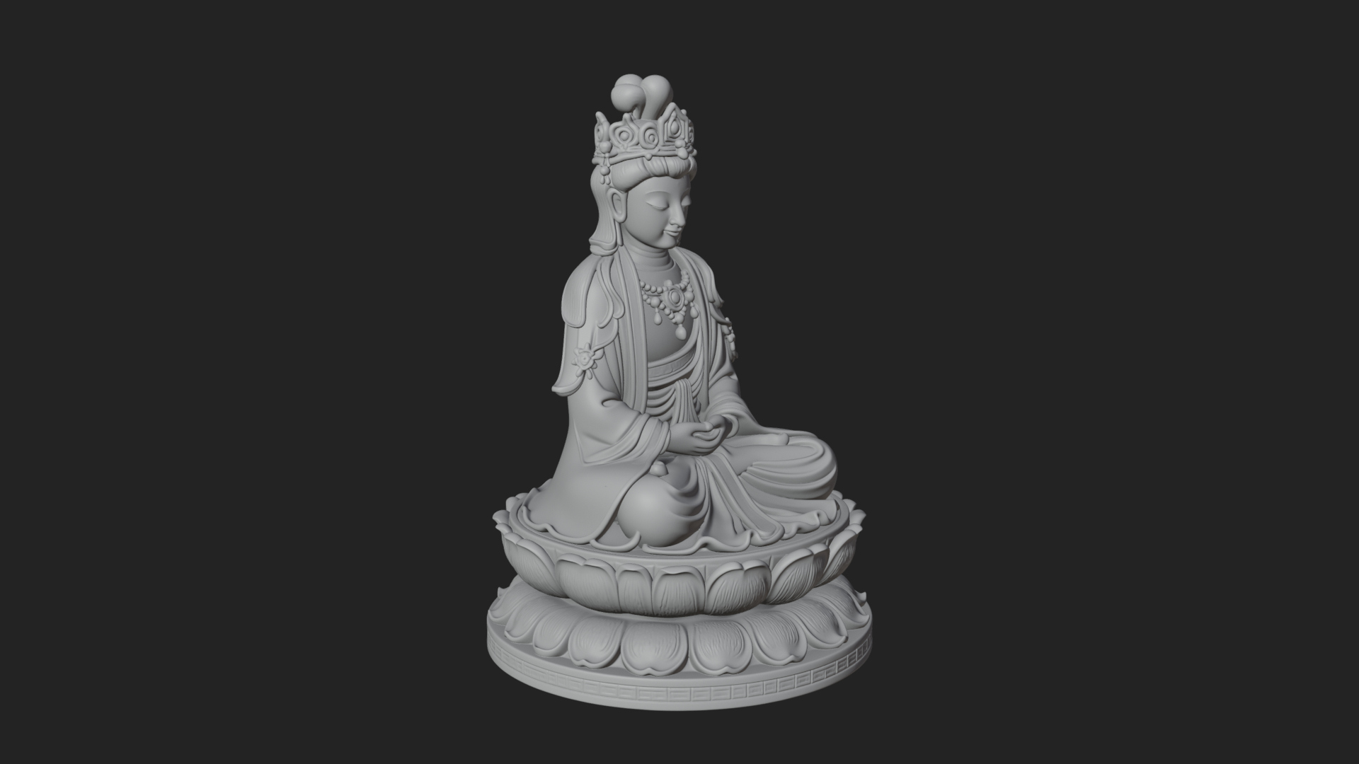 Crowned Bodhisattva Statue Design 21 3D Print Model 3D Model
