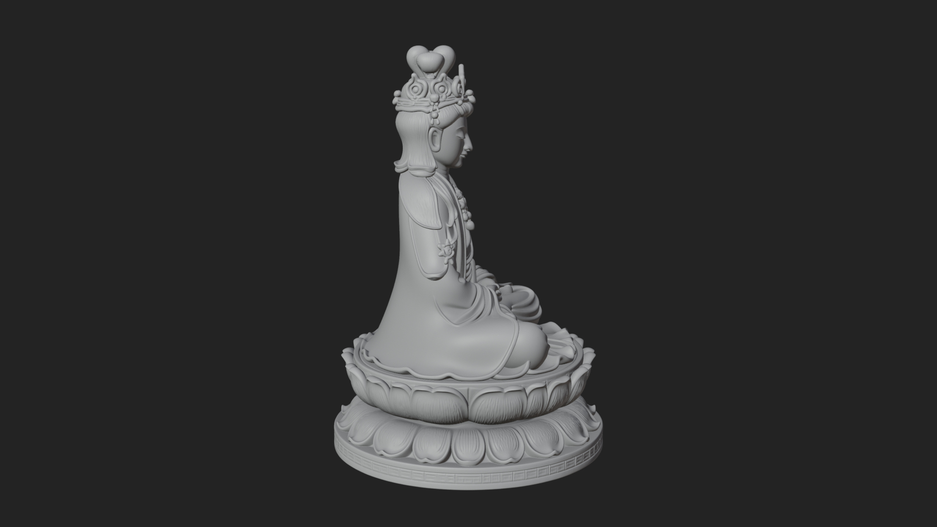 Crowned Bodhisattva Statue Design 21 3D Print Model 3D Model