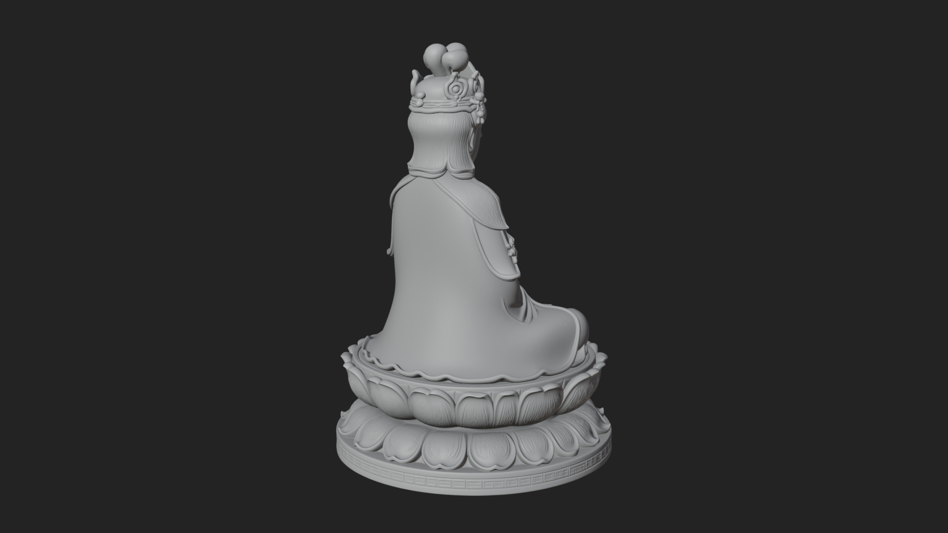 Crowned Bodhisattva Statue Design 21 3D Print Model 3D Model