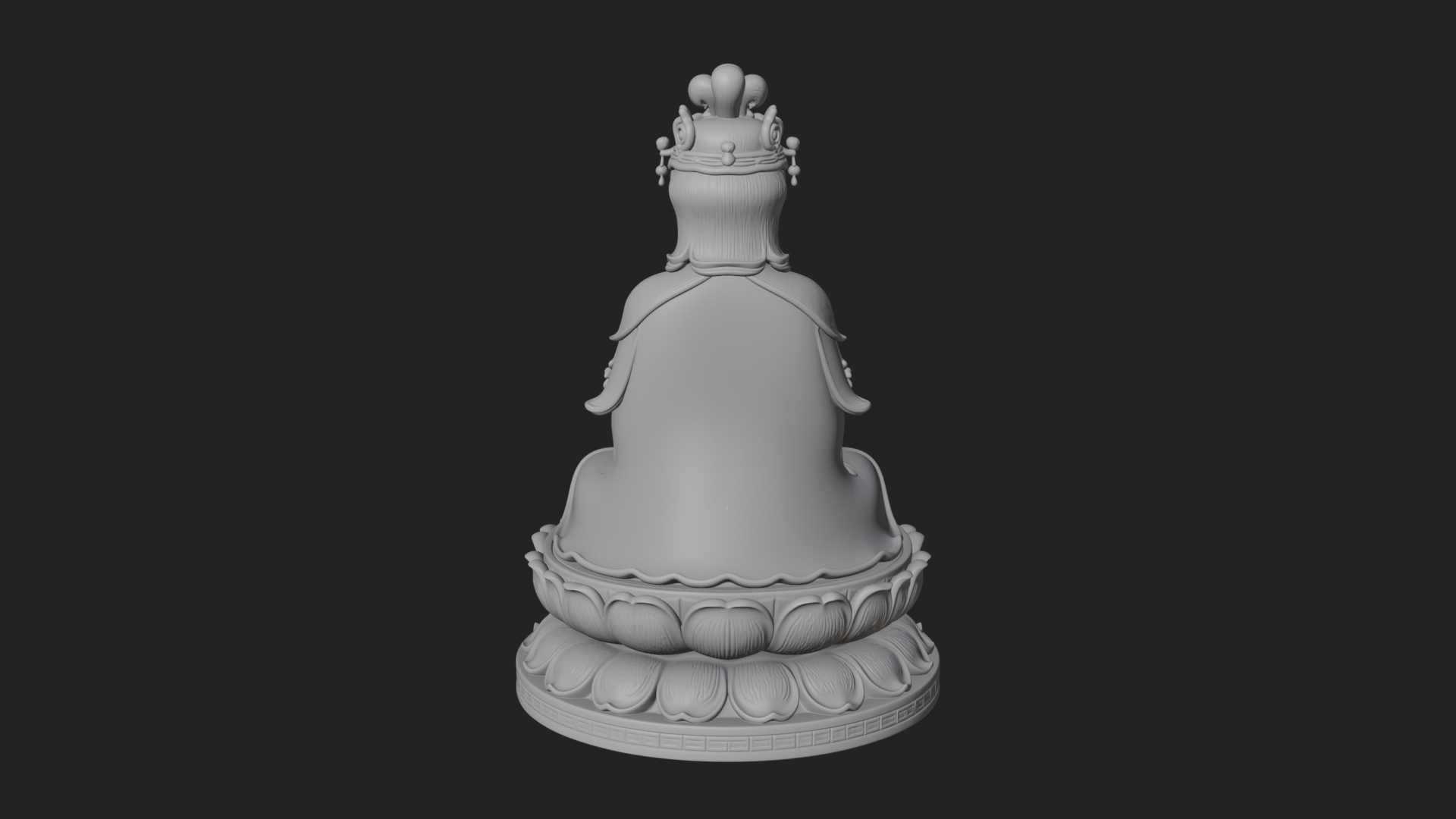 Crowned Bodhisattva Statue Design 21 3D Print Model 3D Model