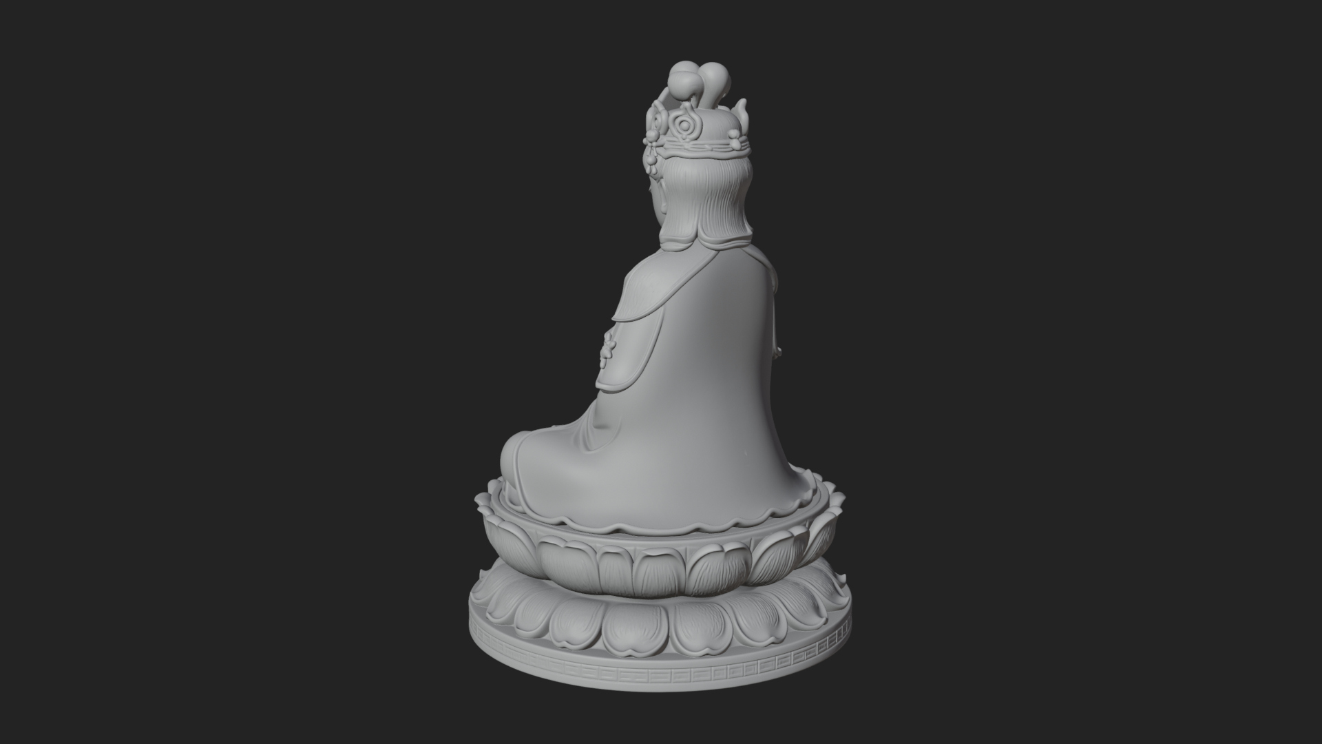 Crowned Bodhisattva Statue Design 21 3D Print Model 3D Model