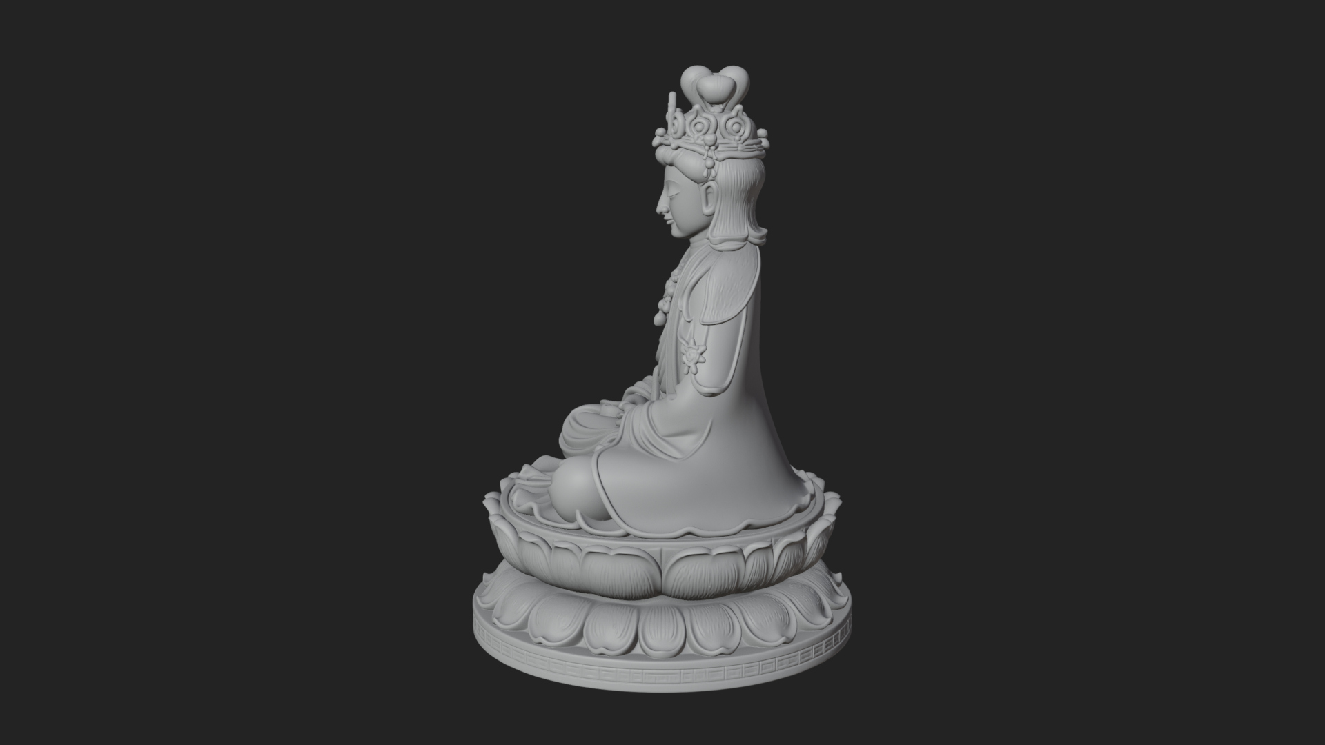 Crowned Bodhisattva Statue Design 21 3D Print Model 3D Model