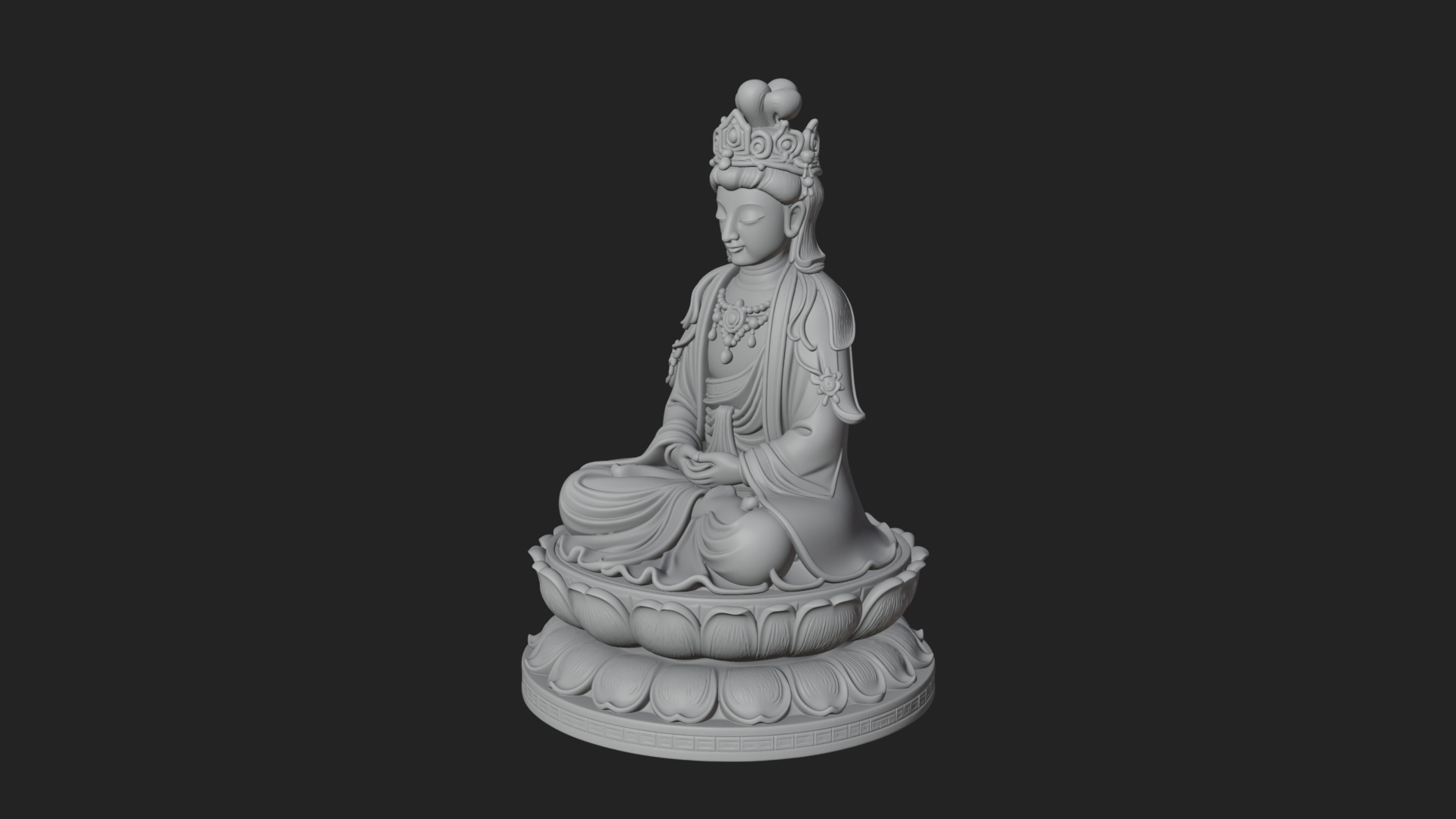 Crowned Bodhisattva Statue Design 21 3D Print Model 3D Model