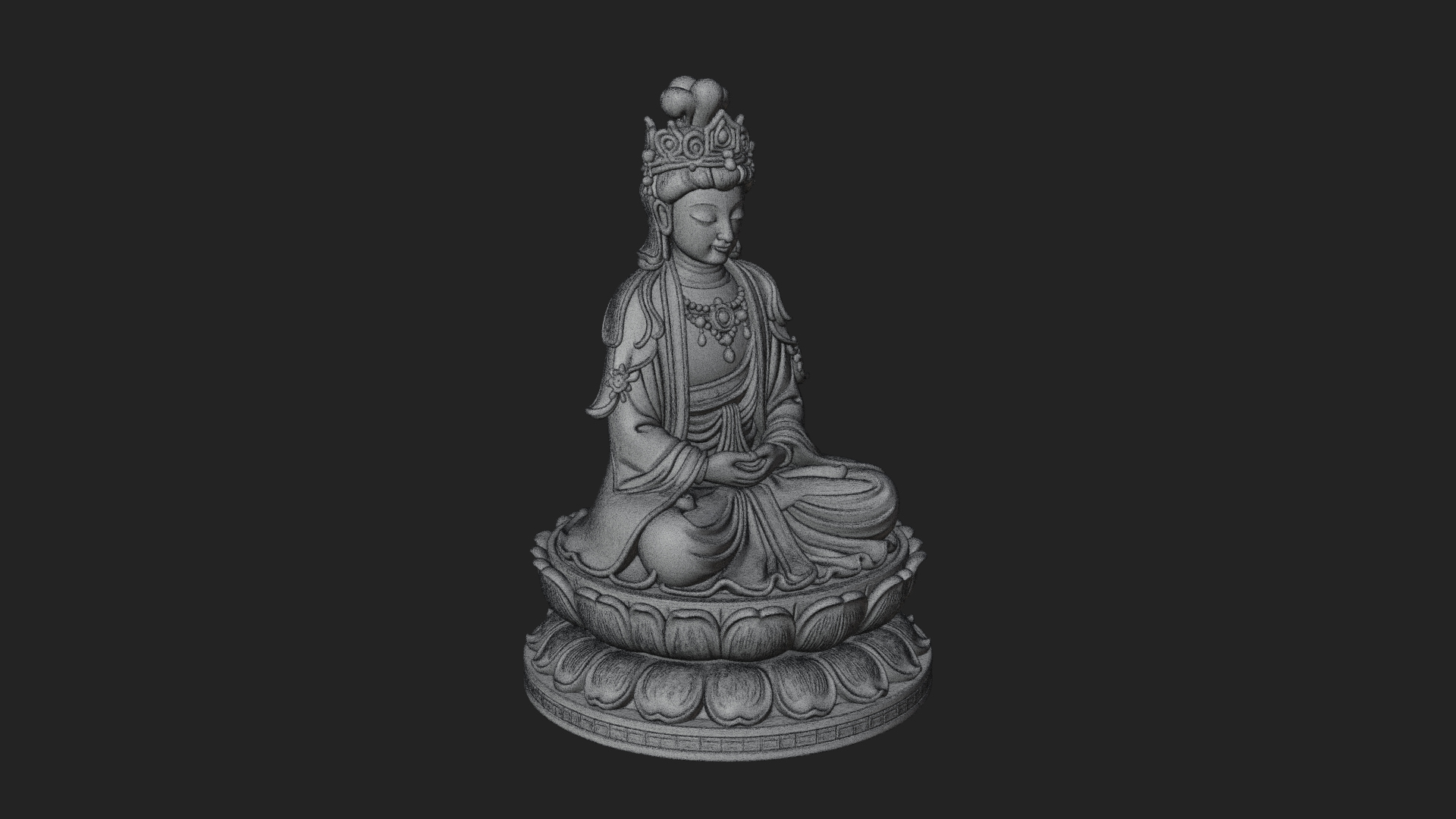 Crowned Bodhisattva Statue Design 21 3D Print Model 3D Model