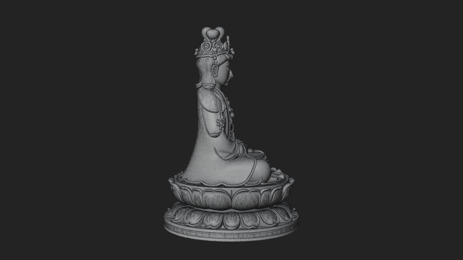 Crowned Bodhisattva Statue Design 21 3D Print Model 3D Model