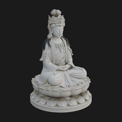 Crowned Bodhisattva Statue Design 21 3D Print Model