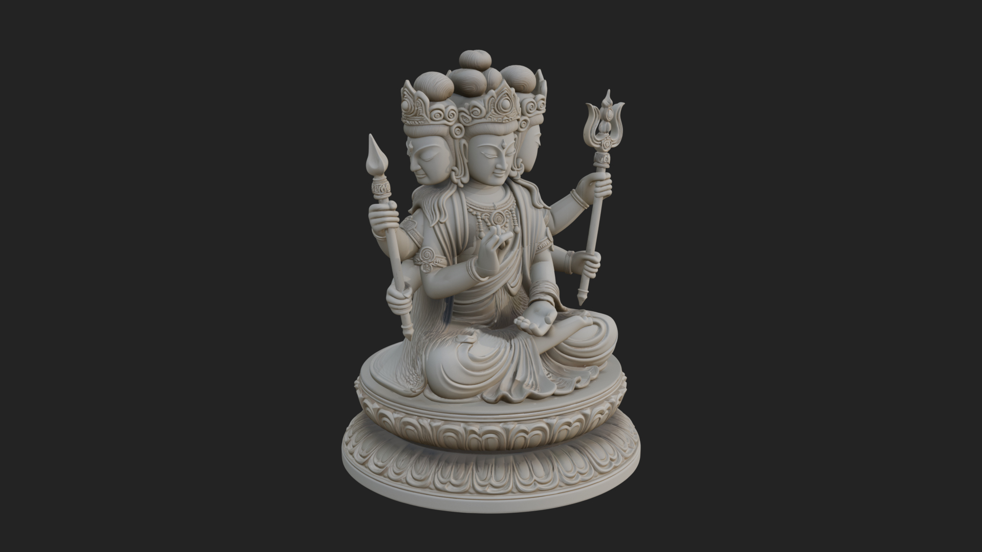 Crowned Bodhisattva Statue Design 22 3D Print Model 3D Model