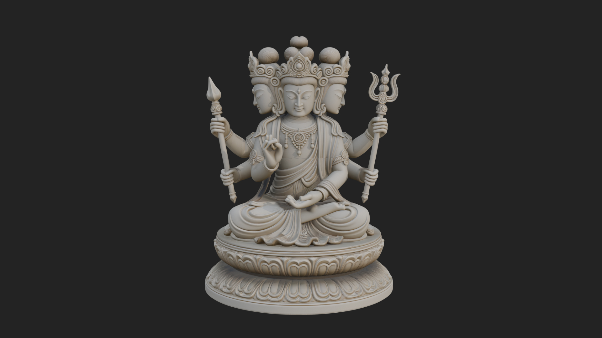 Crowned Bodhisattva Statue Design 22 3D Print Model 3D Model