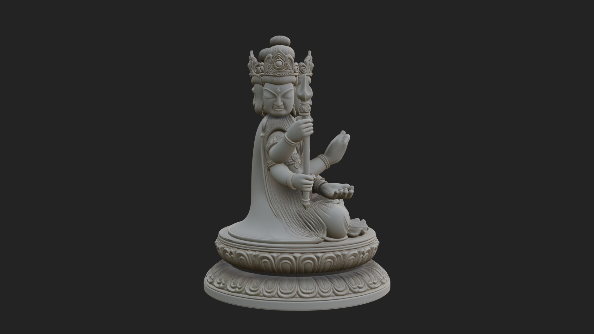 Crowned Bodhisattva Statue Design 22 3D Print Model 3D Model
