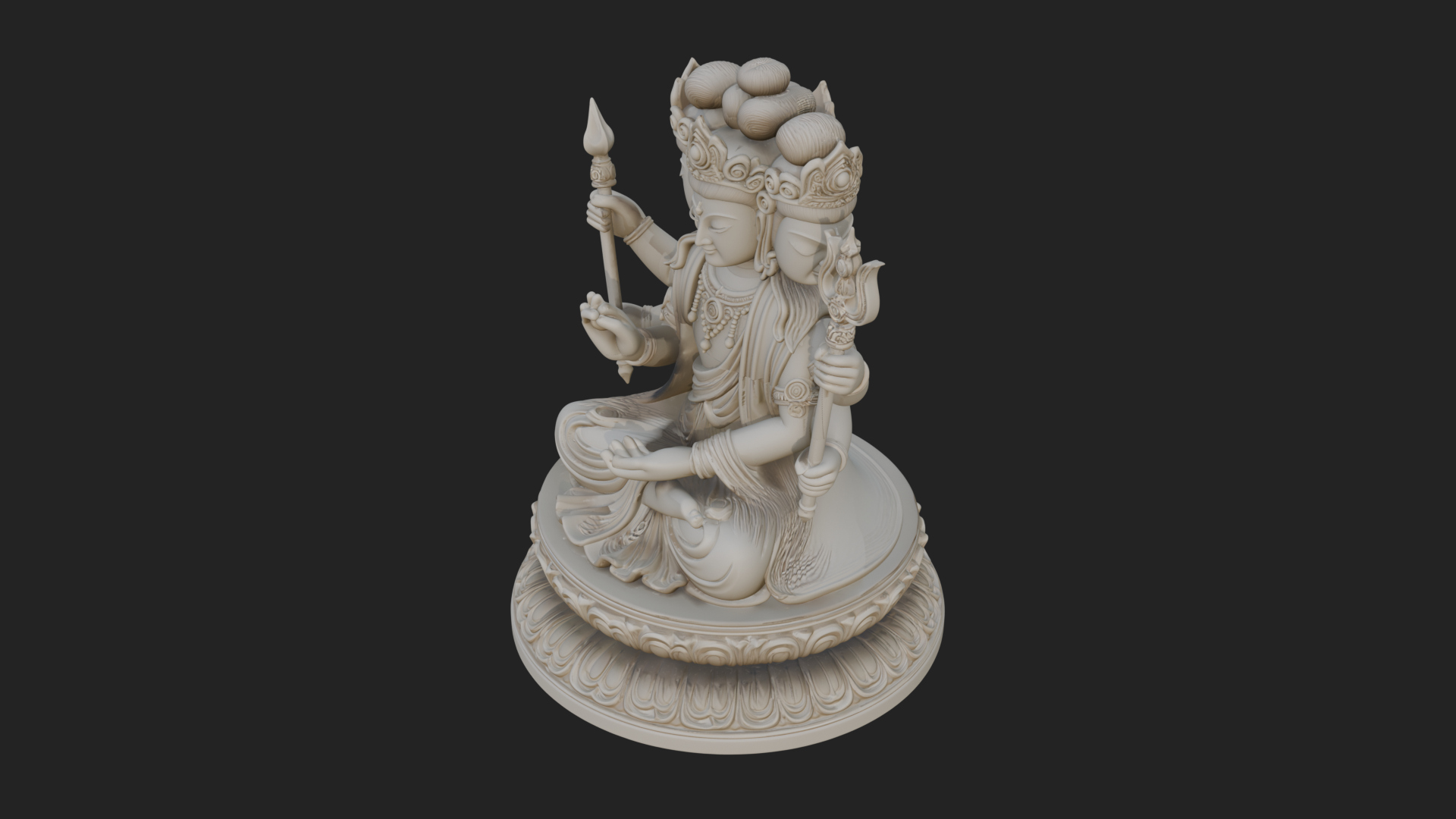Crowned Bodhisattva Statue Design 22 3D Print Model 3D Model