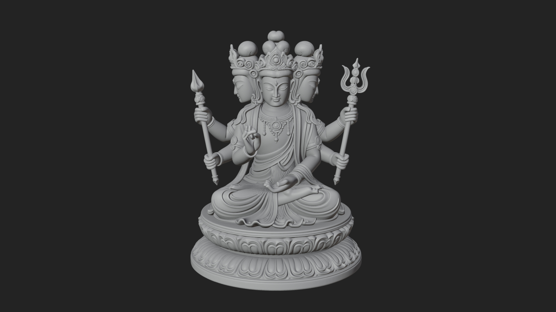 Crowned Bodhisattva Statue Design 22 3D Print Model 3D Model