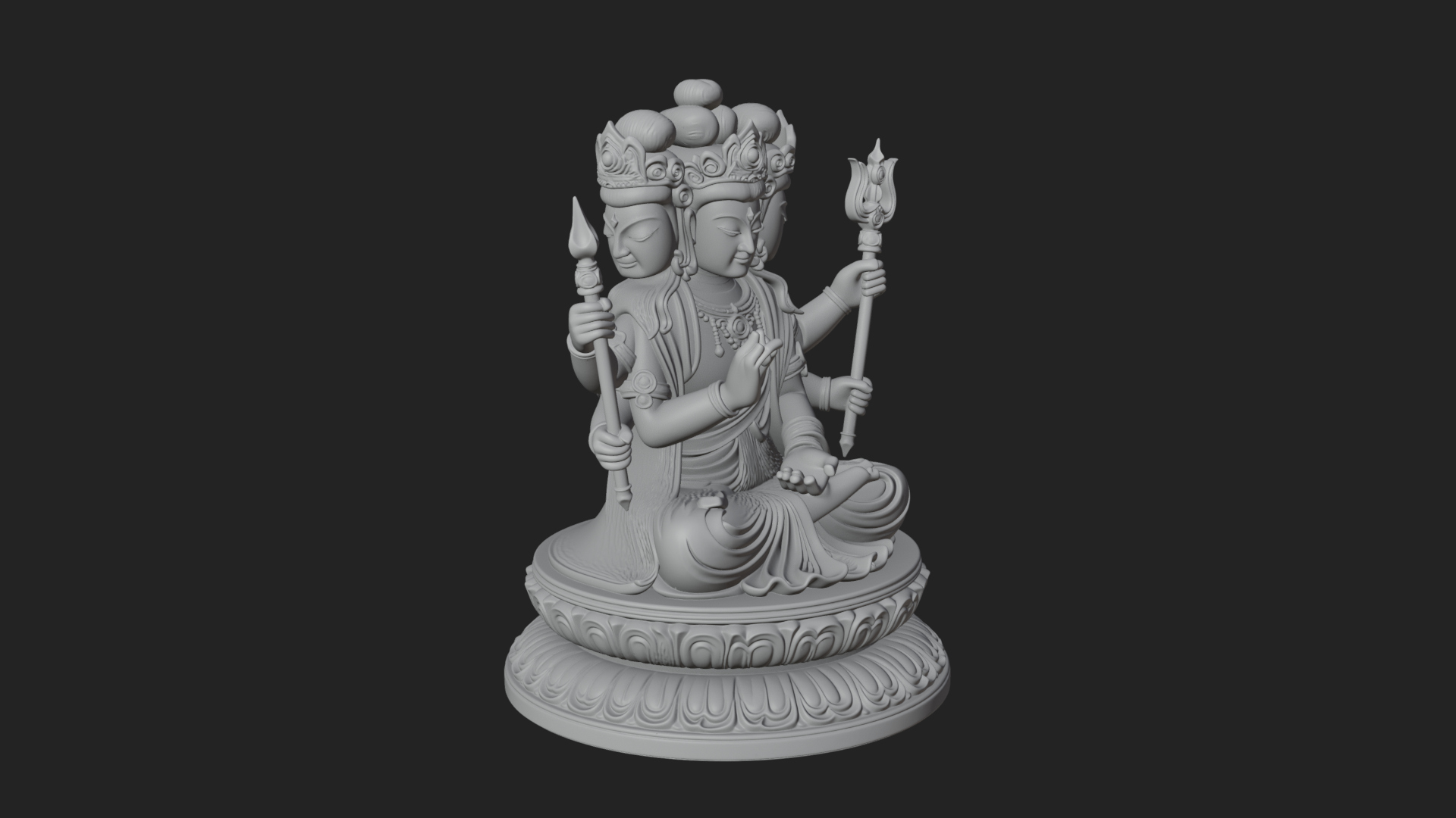 Crowned Bodhisattva Statue Design 22 3D Print Model 3D Model