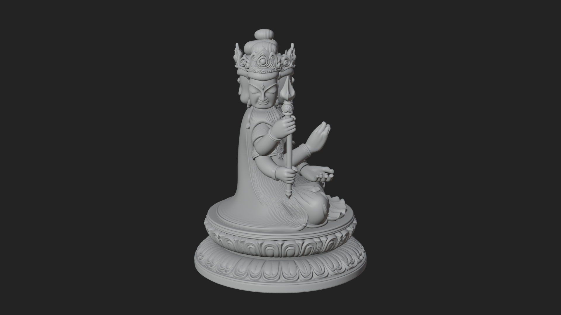 Crowned Bodhisattva Statue Design 22 3D Print Model 3D Model