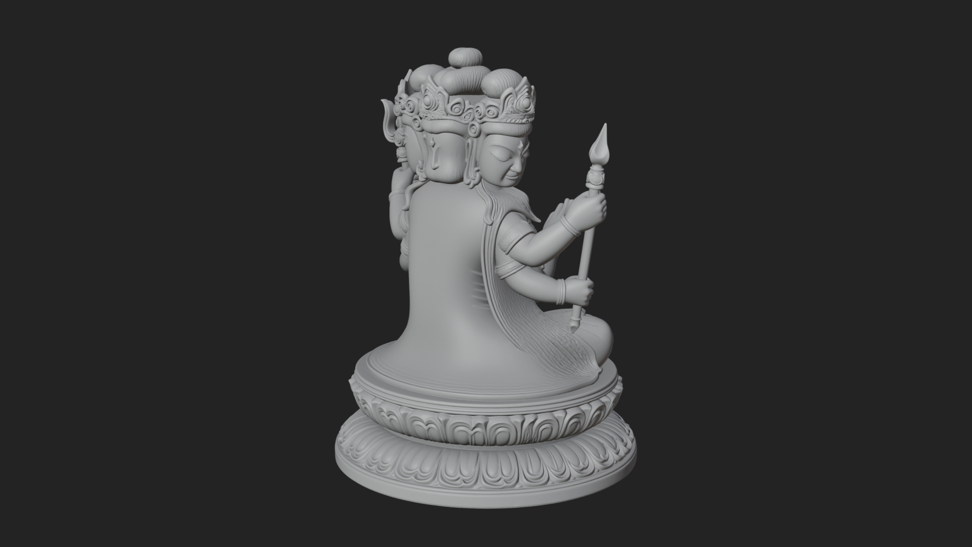 Crowned Bodhisattva Statue Design 22 3D Print Model 3D Model