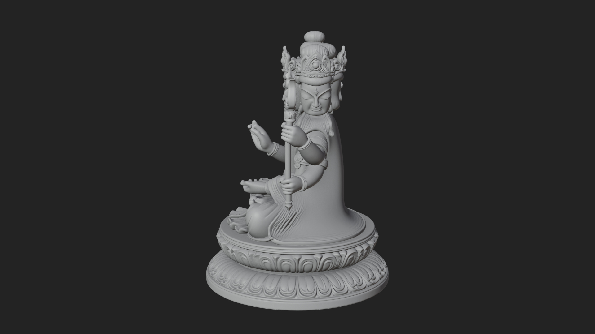 Crowned Bodhisattva Statue Design 22 3D Print Model 3D Model