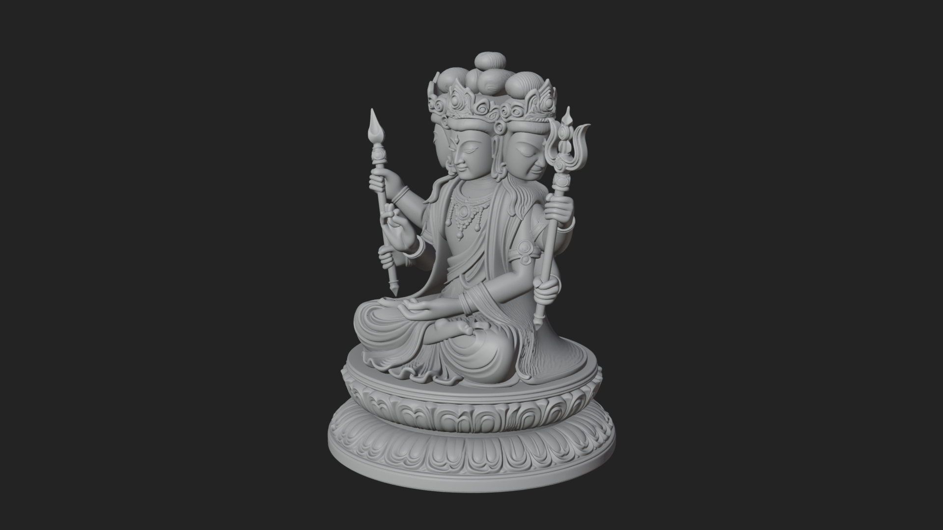 Crowned Bodhisattva Statue Design 22 3D Print Model 3D Model