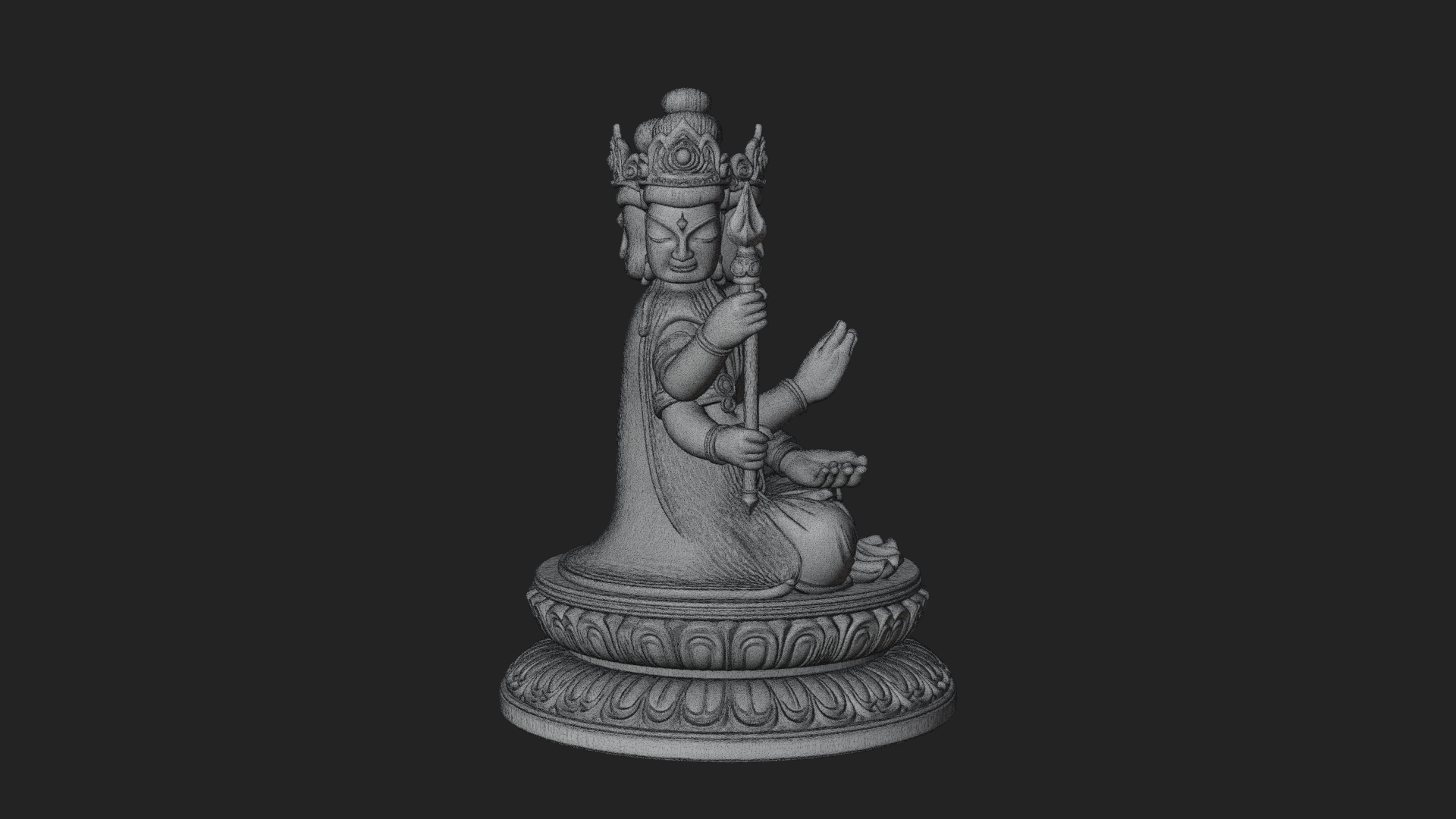 Crowned Bodhisattva Statue Design 22 3D Print Model 3D Model