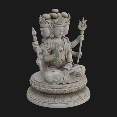 Crowned Bodhisattva Statue Design 22 3D Print Model