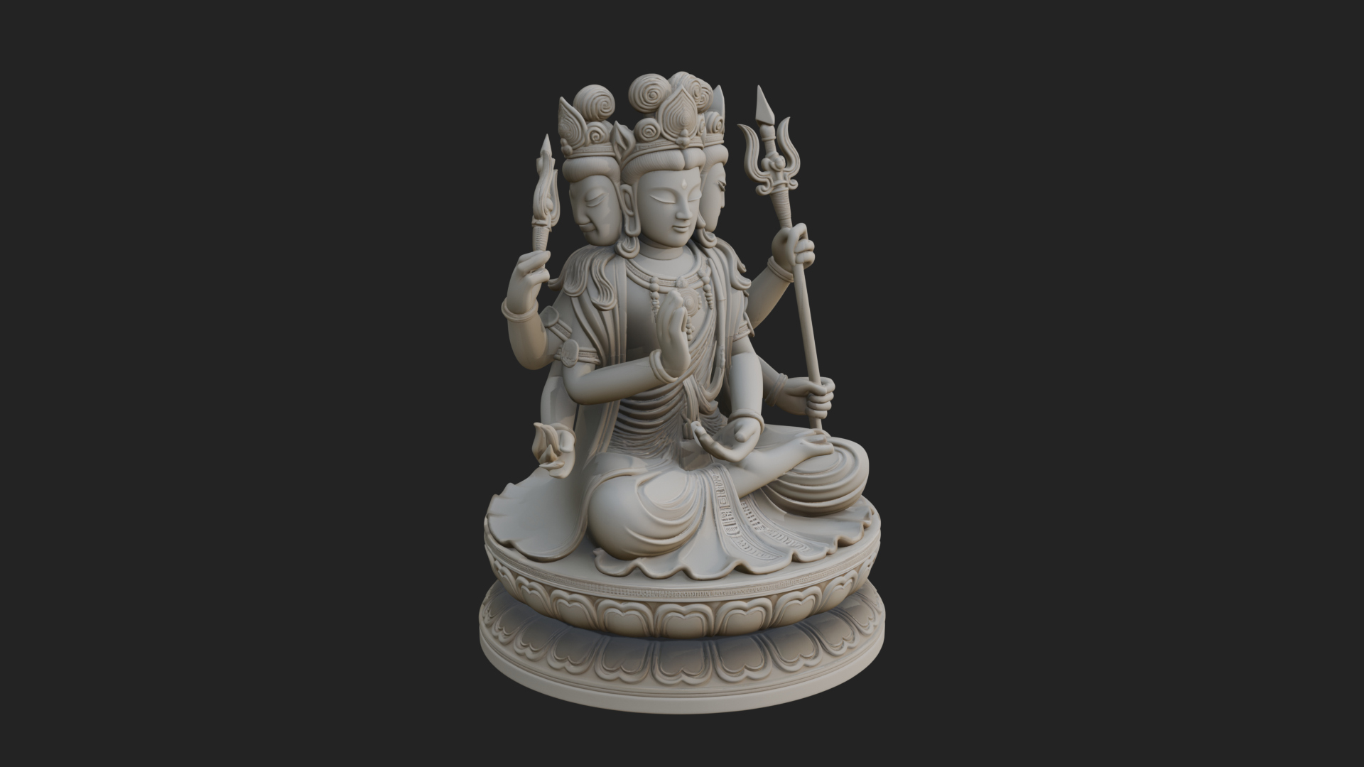 Crowned Bodhisattva Statue Design 23 3D Print Model 3D Model