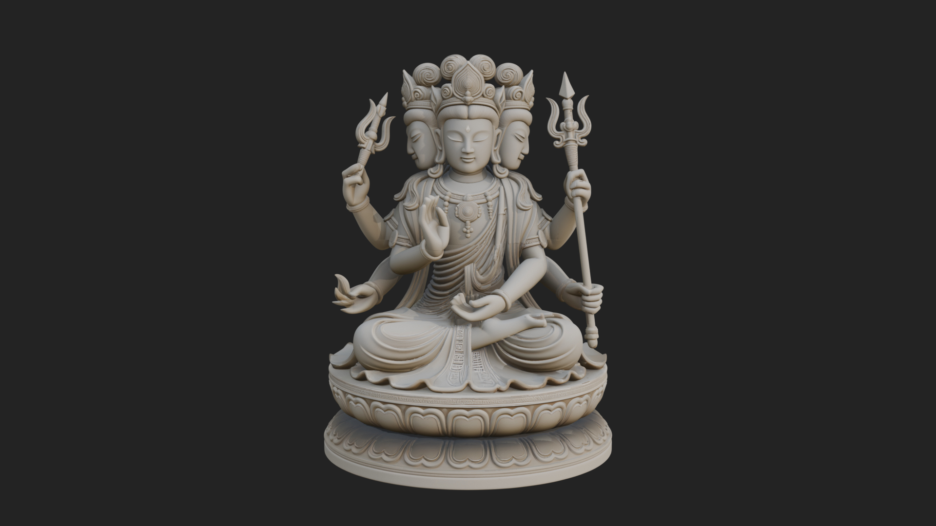 Crowned Bodhisattva Statue Design 23 3D Print Model 3D Model