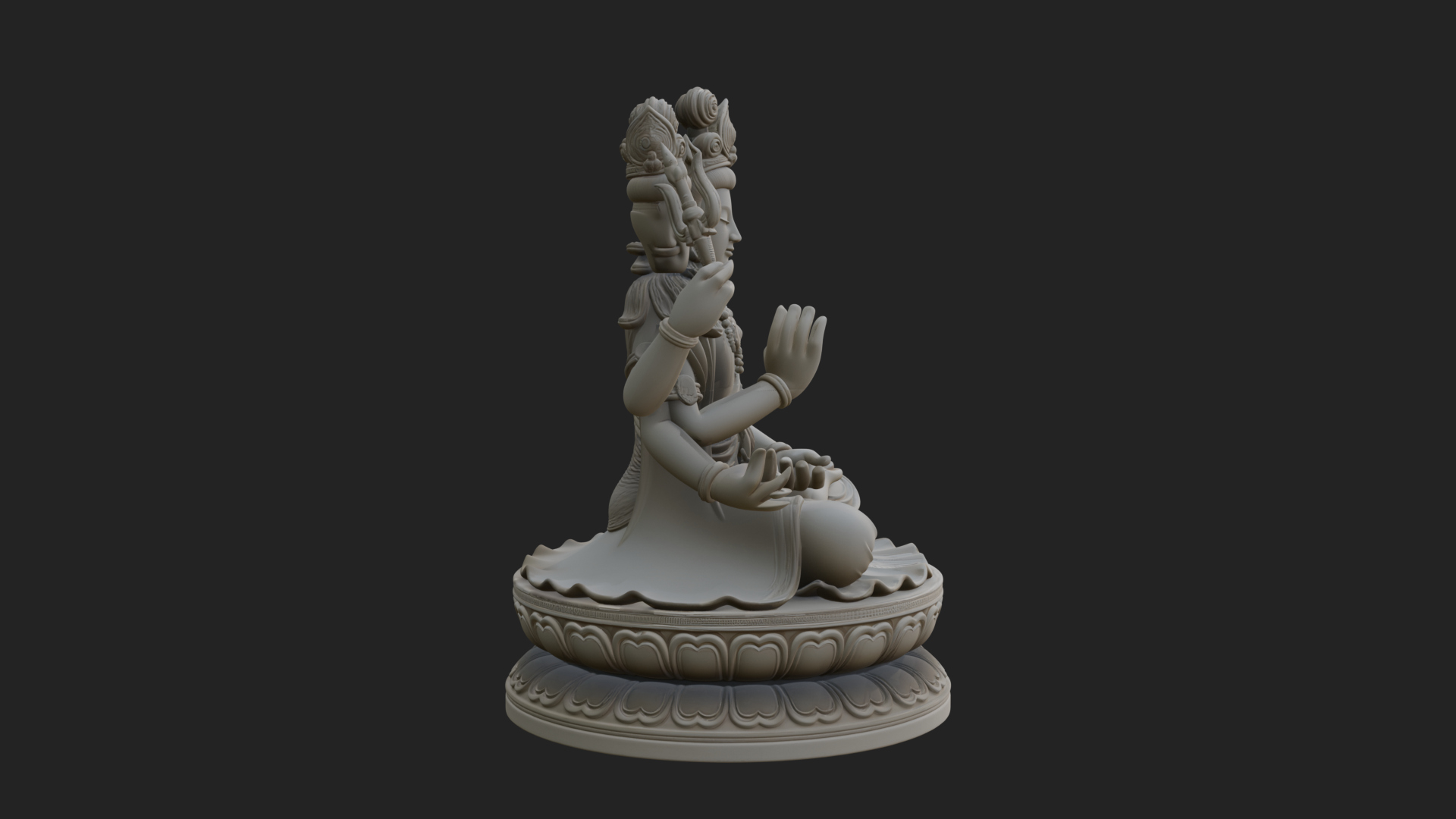 Crowned Bodhisattva Statue Design 23 3D Print Model 3D Model
