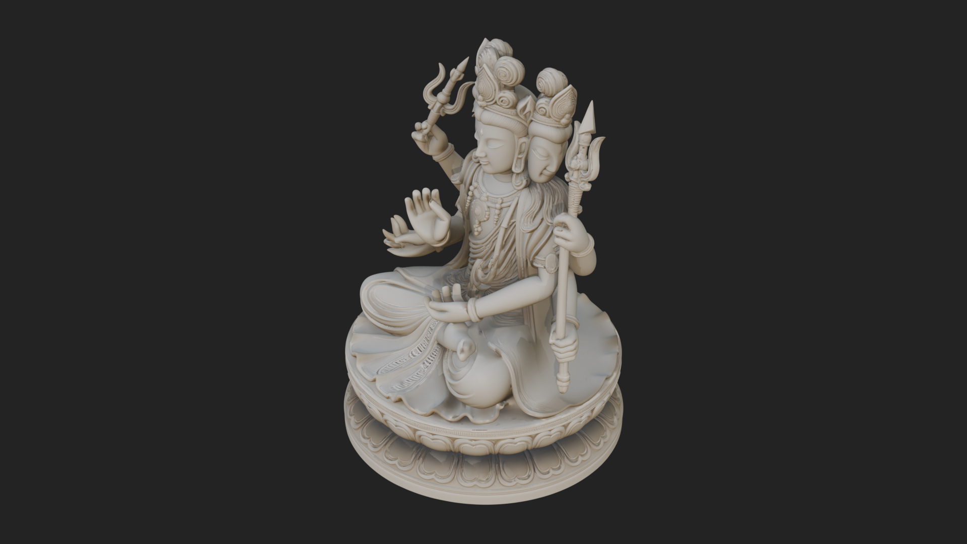 Crowned Bodhisattva Statue Design 23 3D Print Model 3D Model