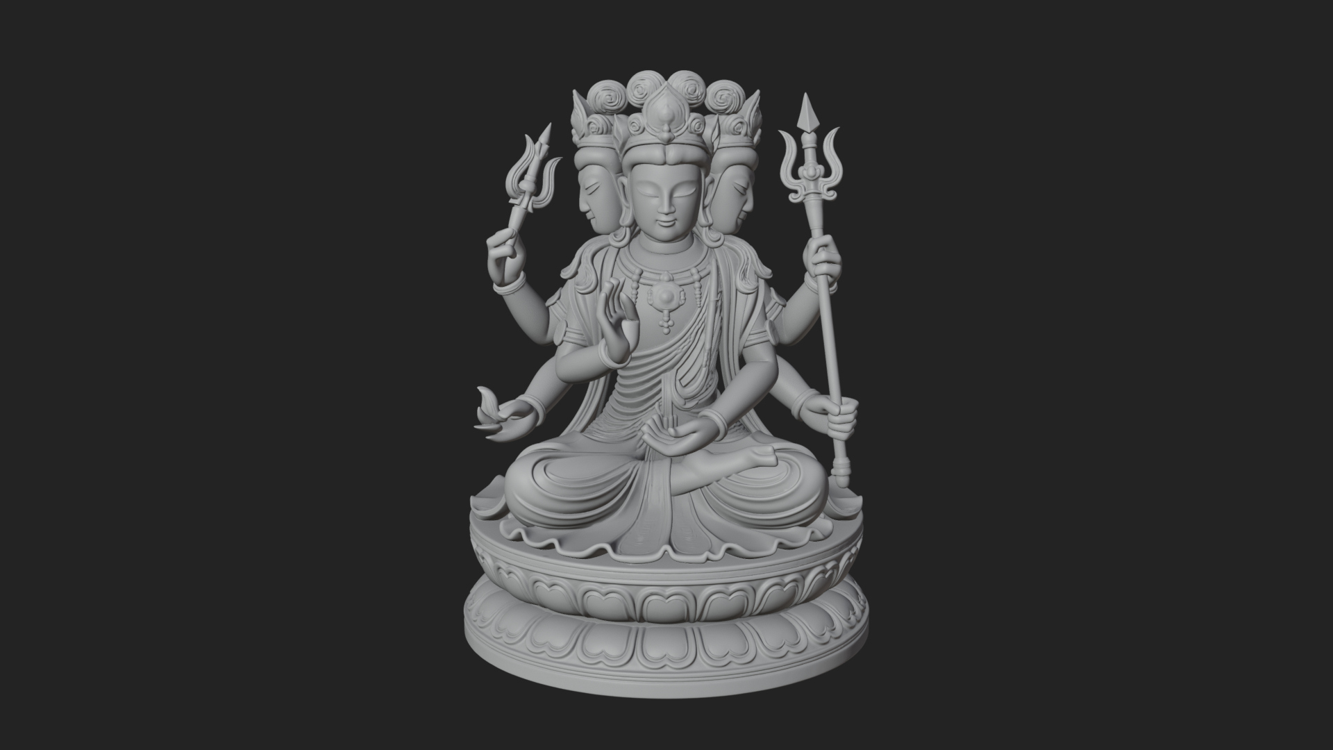Crowned Bodhisattva Statue Design 23 3D Print Model 3D Model