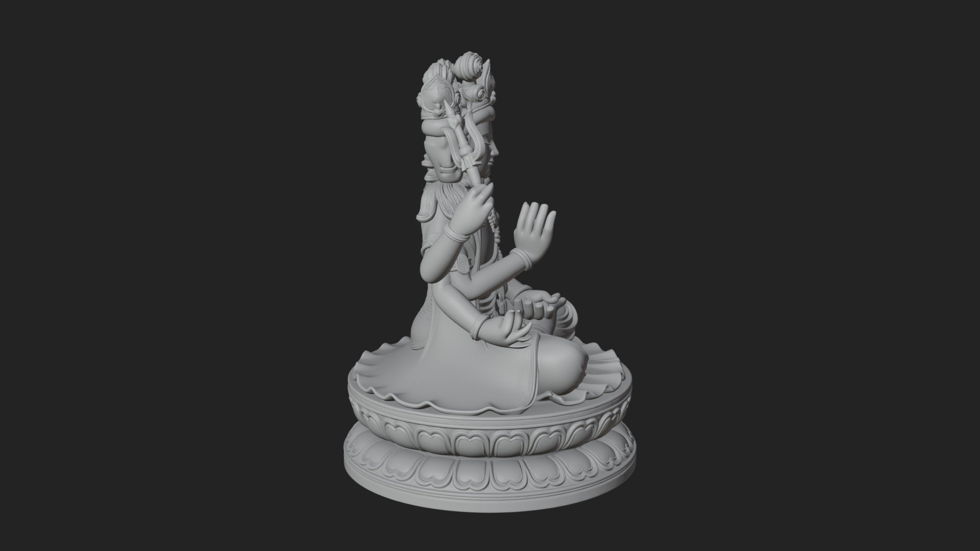 Crowned Bodhisattva Statue Design 23 3D Print Model 3D Model