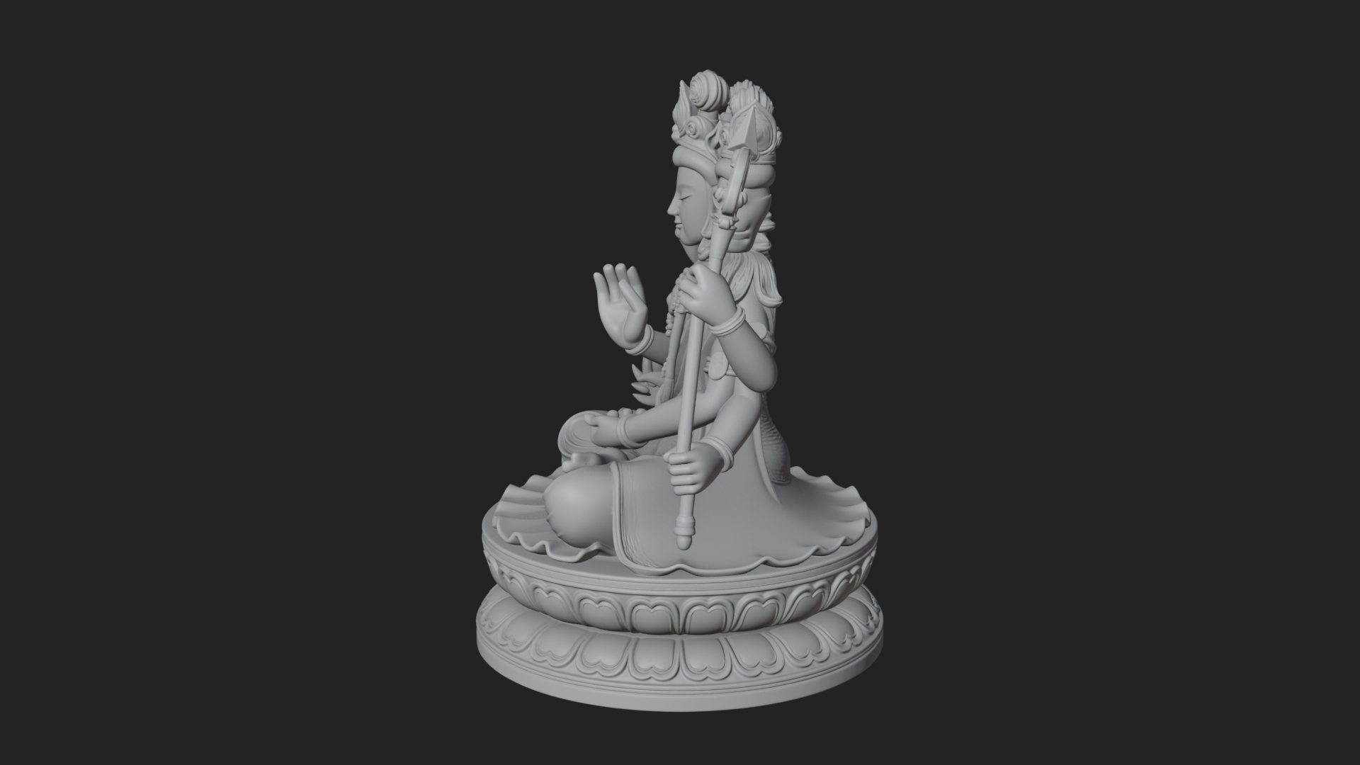Crowned Bodhisattva Statue Design 23 3D Print Model 3D Model