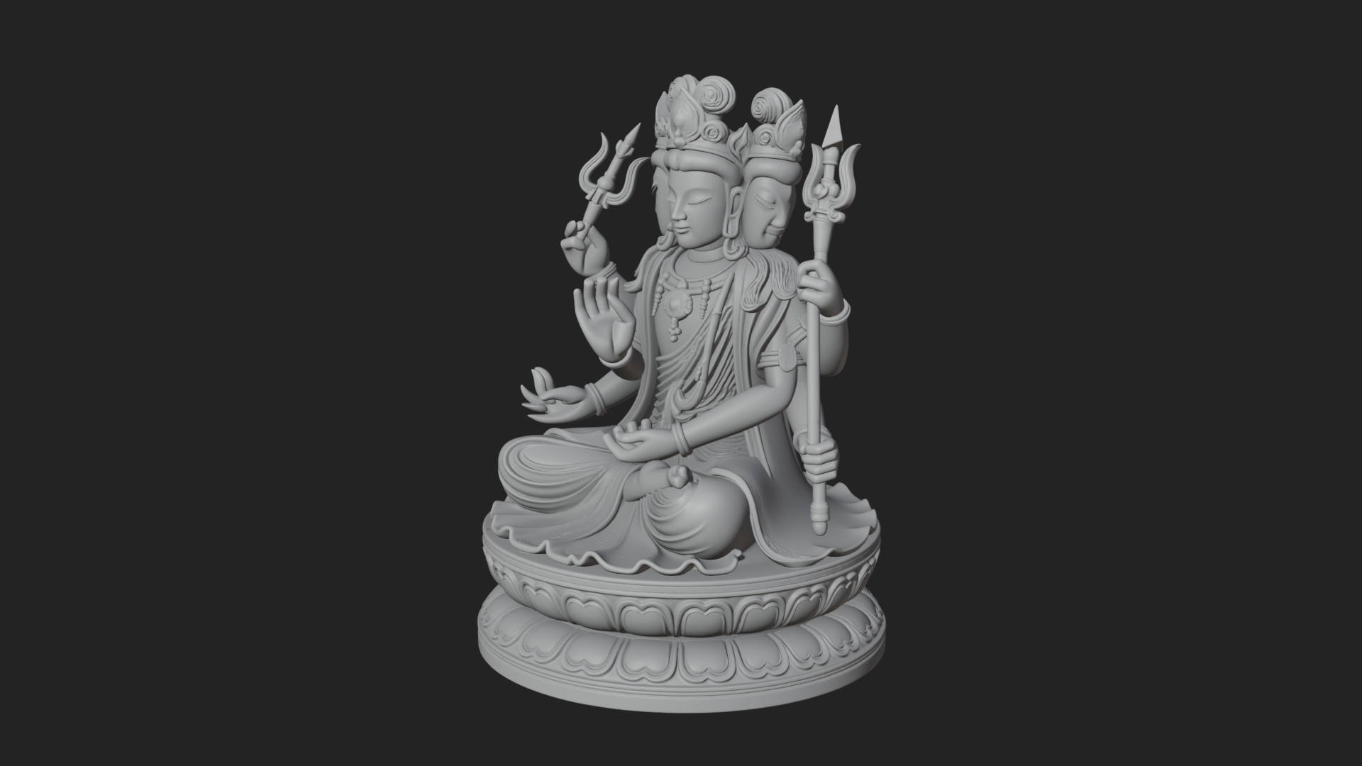 Crowned Bodhisattva Statue Design 23 3D Print Model 3D Model