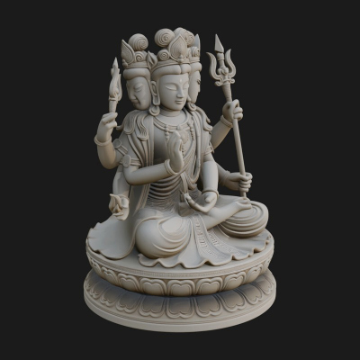 Crowned Bodhisattva Statue Design 23 3D Print Model