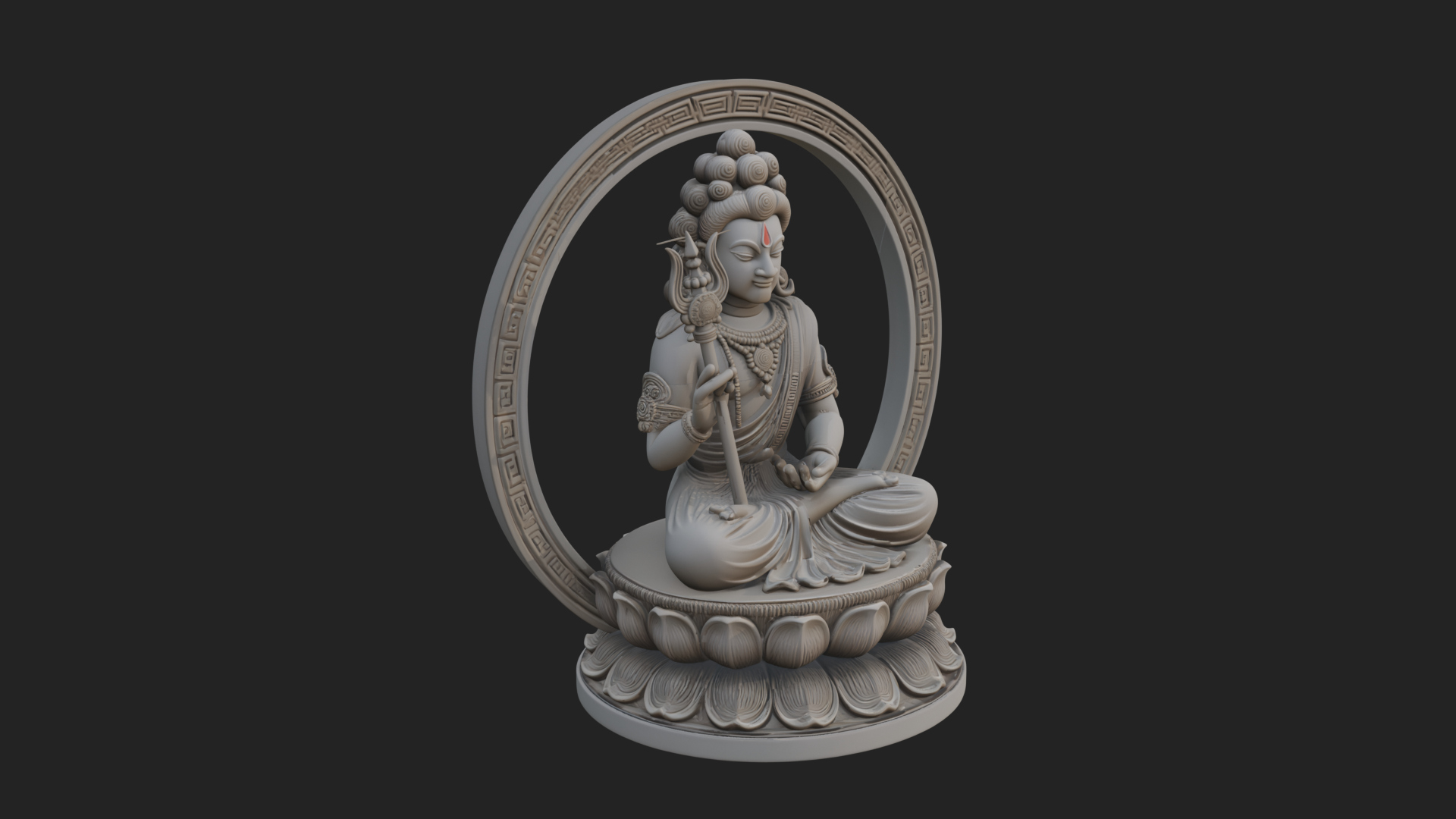Crowned Bodhisattva Statue Design 3 3D Print Model 3D Model