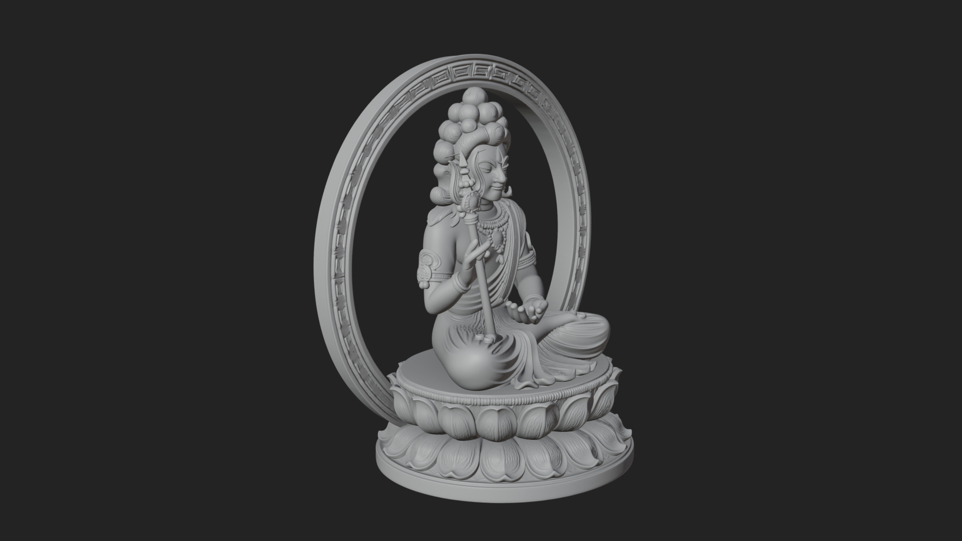 Crowned Bodhisattva Statue Design 3 3D Print Model 3D Model