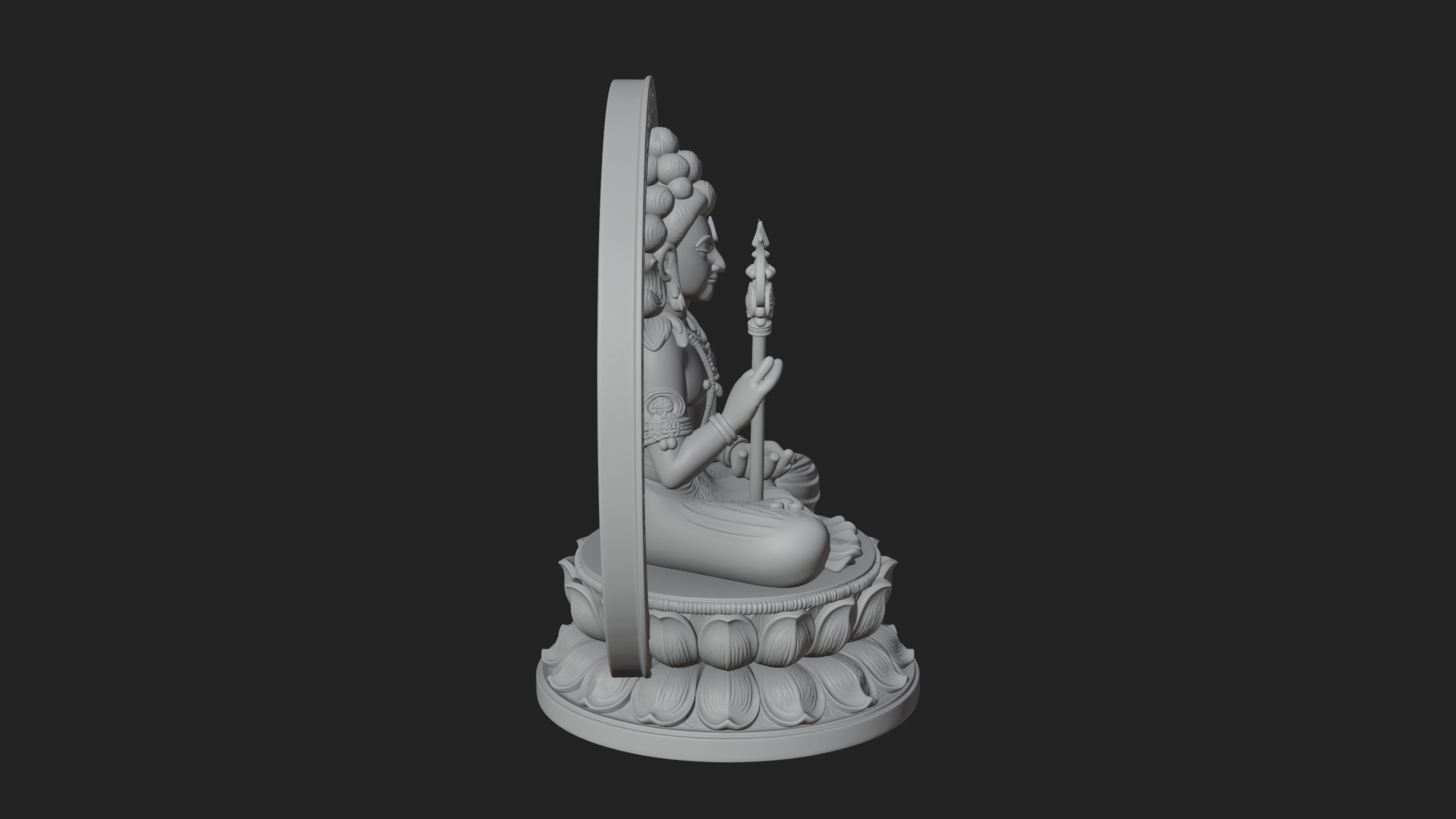 Crowned Bodhisattva Statue Design 3 3D Print Model 3D Model