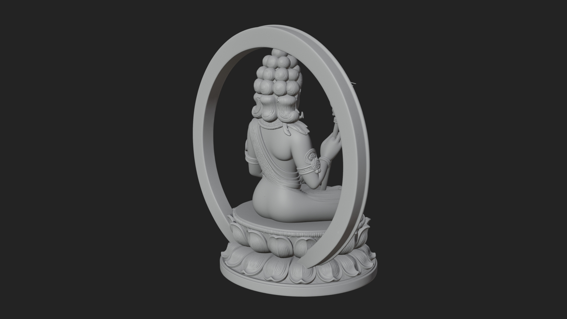 Crowned Bodhisattva Statue Design 3 3D Print Model 3D Model