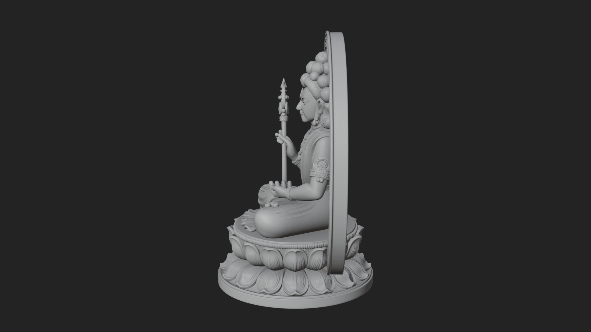 Crowned Bodhisattva Statue Design 3 3D Print Model 3D Model