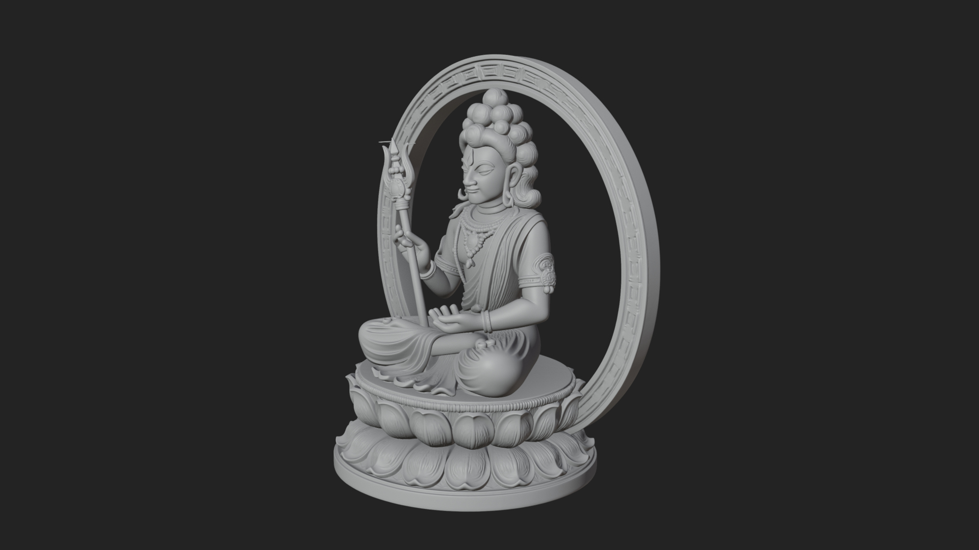 Crowned Bodhisattva Statue Design 3 3D Print Model 3D Model