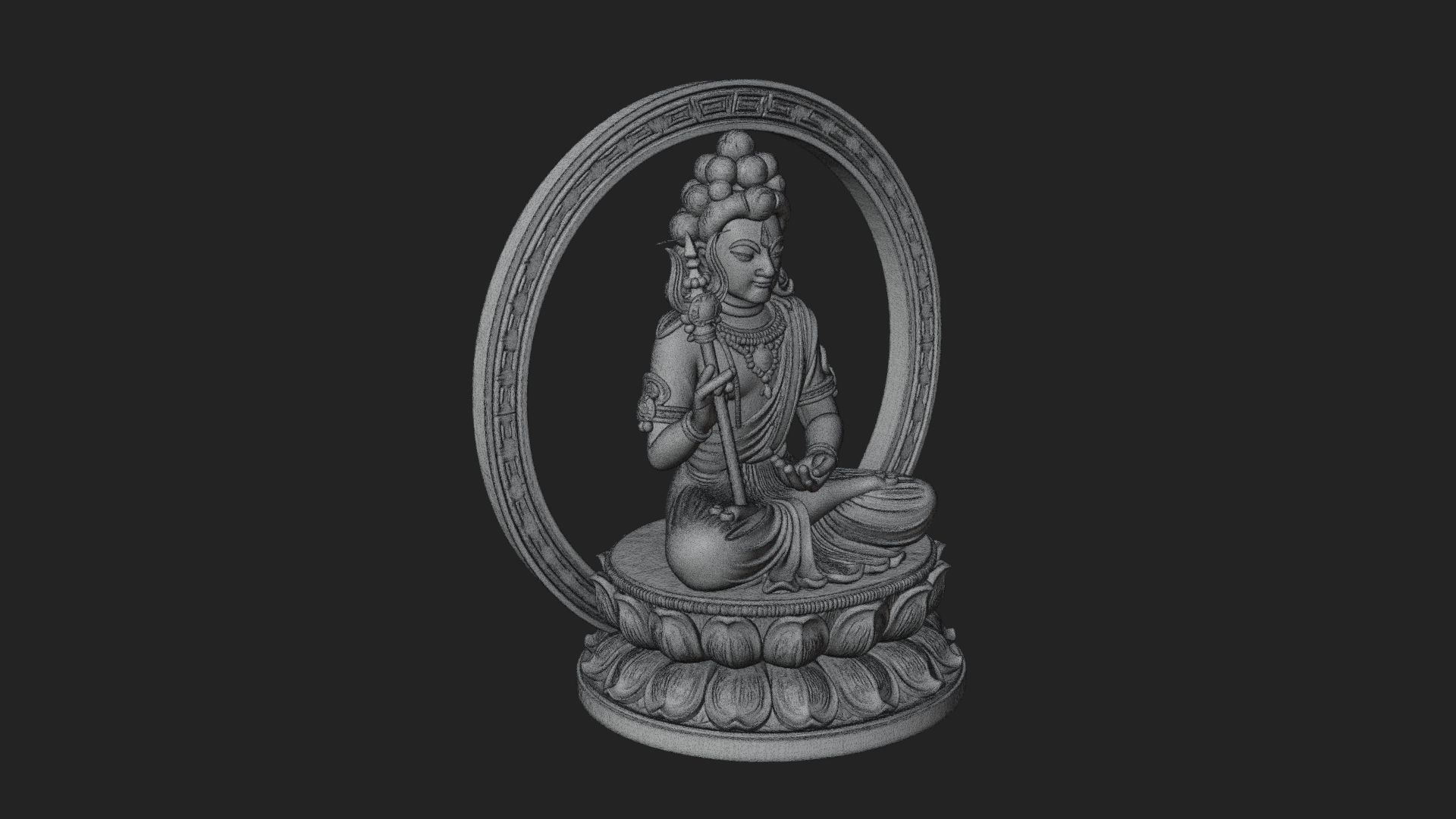 Crowned Bodhisattva Statue Design 3 3D Print Model 3D Model