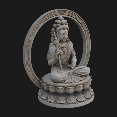 Crowned Bodhisattva Statue Design 3 3D Print Model